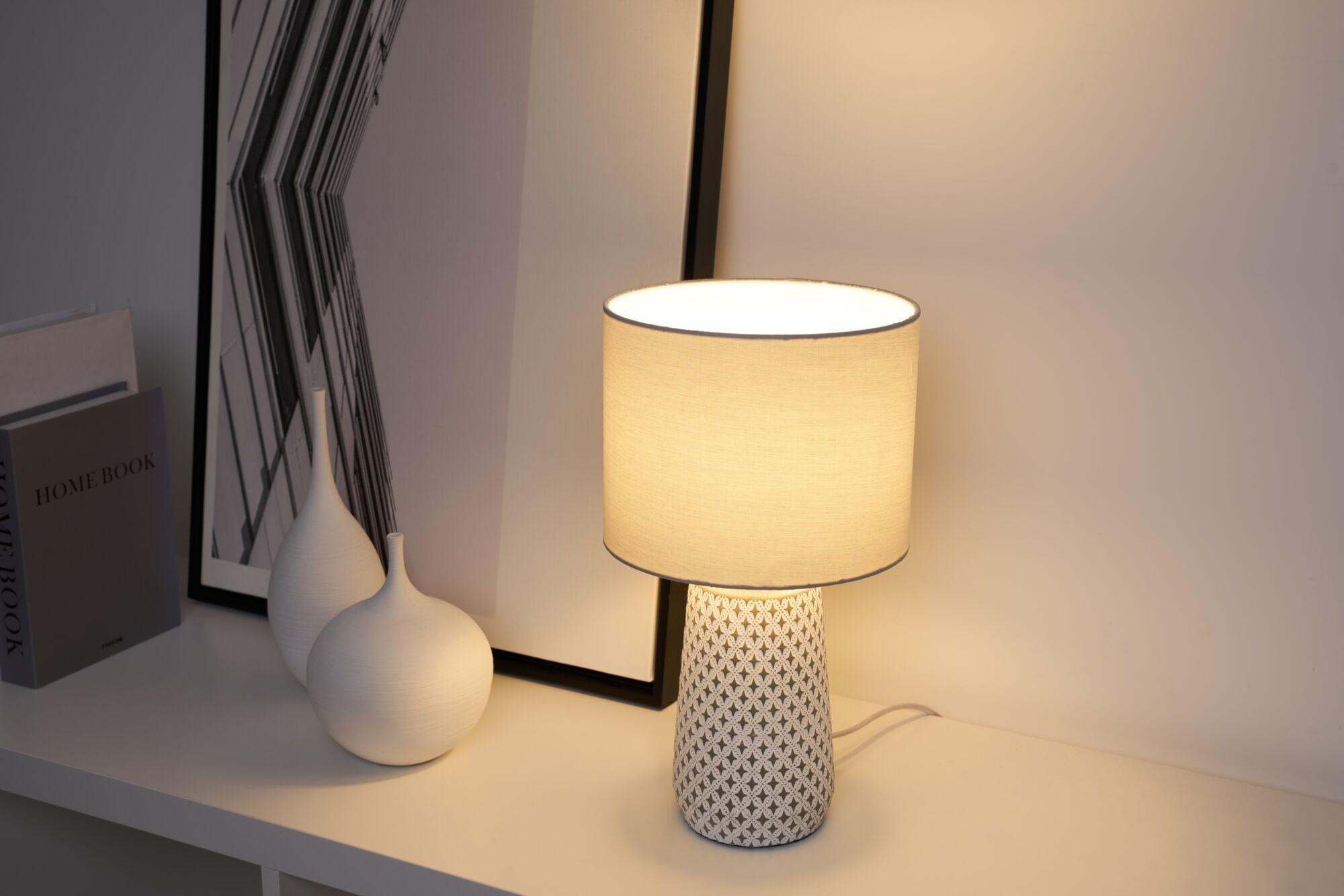 PAULEEN Tischleuchte "Pretty Purity", weiß, 1, Ø 20,5cm H: 36,5cm, 1 Stk., Leuchten, E14, Tischleuchte