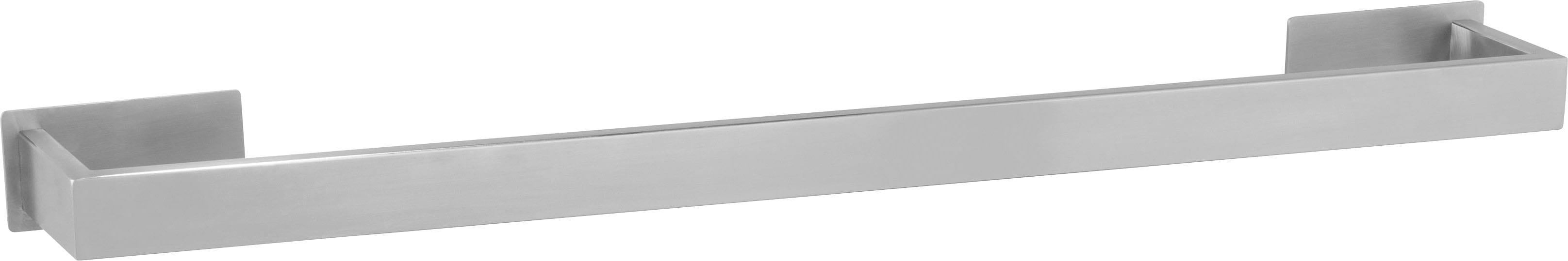 Handtuchstange WENKO "Turbo-Loc Genova", silber (silber matt), B:61cm H:4,4cm T:7,6cm, Edelstahl, Handtuchhalter, Handtuchstange, befestigen ohne Bohren