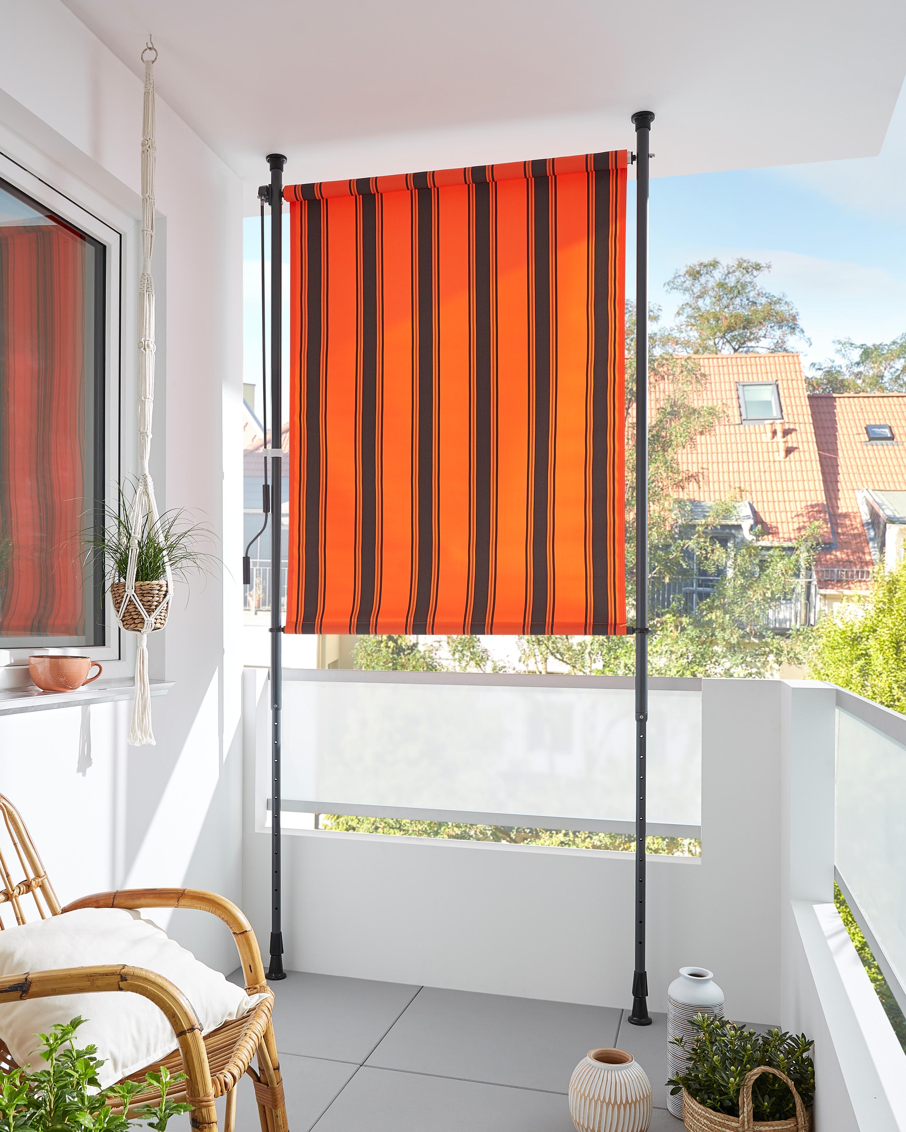 Senkrechtmarkise KONIFERA "Marbella Vista", orange (orange, braun), B:120cm H:225cm, Polyacryl, Markisen, Senkrechtmarkise, BxH: 120x225 cm, mit Teleskop-Funktion
