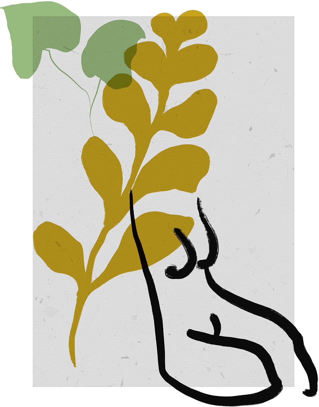 Bild KOMAR "Femme du paradis", bunt (farbe bild(er): pastell), B:50cm H:70cm, Holz, Papier, Bilder, Bild, Wandbild zur Dekoration - ohne Rahmen