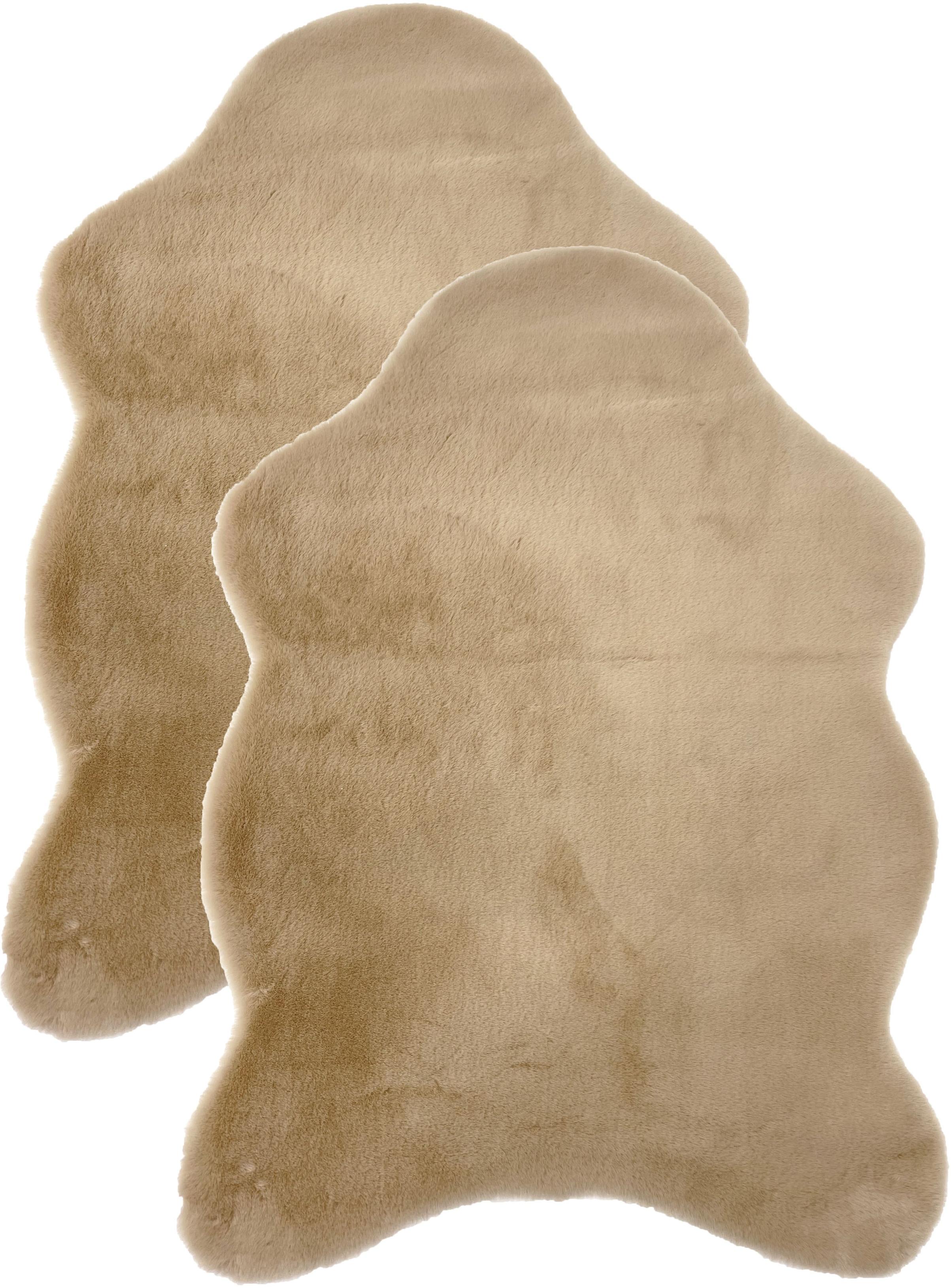 Fellteppich ASTRA "Elda, Kunstfell", gold (goldfarben), B:40cm H:13mm L:60cm, Kunstfaser, Teppiche, Fellteppich, Dekofell im 2 er Set, kuschelweich, Wohnzimmer, Kinderzimmer