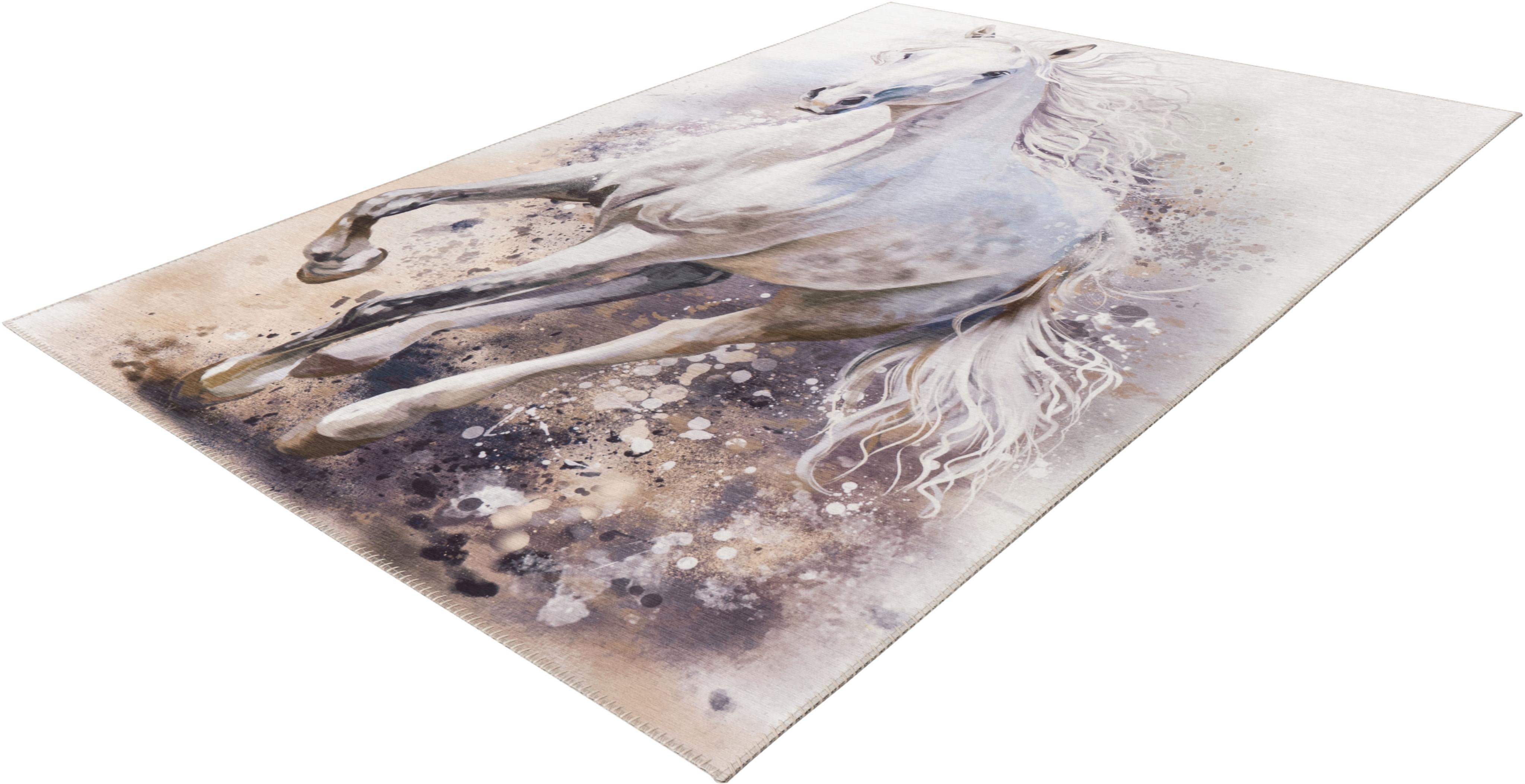 Kinderteppich OBSESSION "My Torino Kids 235", weiß, B:80cm H:5mm L:120cm, Polyester, Teppiche, Kinderteppich, Spielteppich, Motiv Pferd, Kinder- und Jugendzimmer