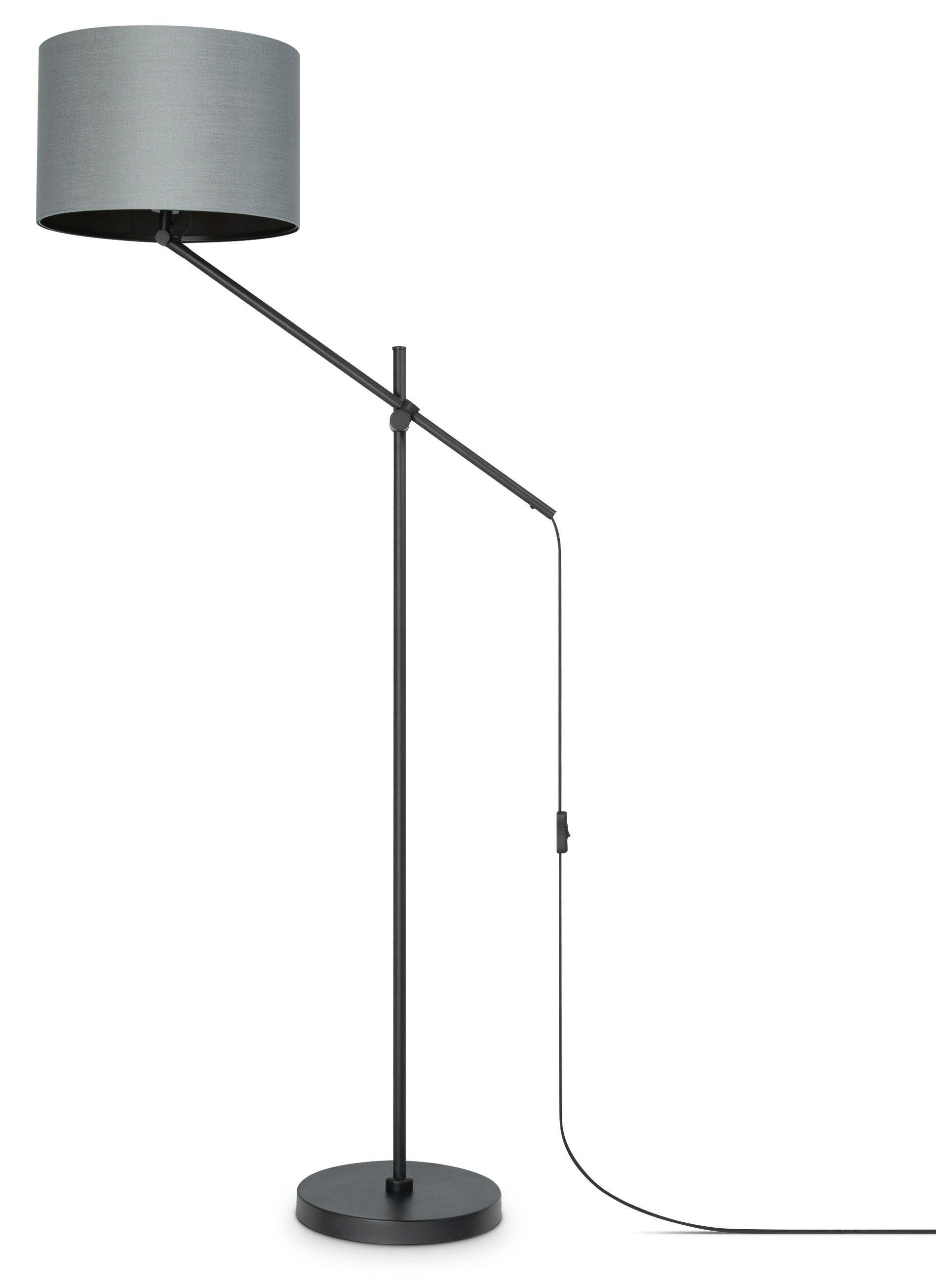 PACO HOME Stehlampe "TOM", schwarz (schwarz, grau), 1, Ø 38cm H: 162,2cm, Leuchten, mit kompatiblen Dimmer und Leuchtmittel, Stehlampe