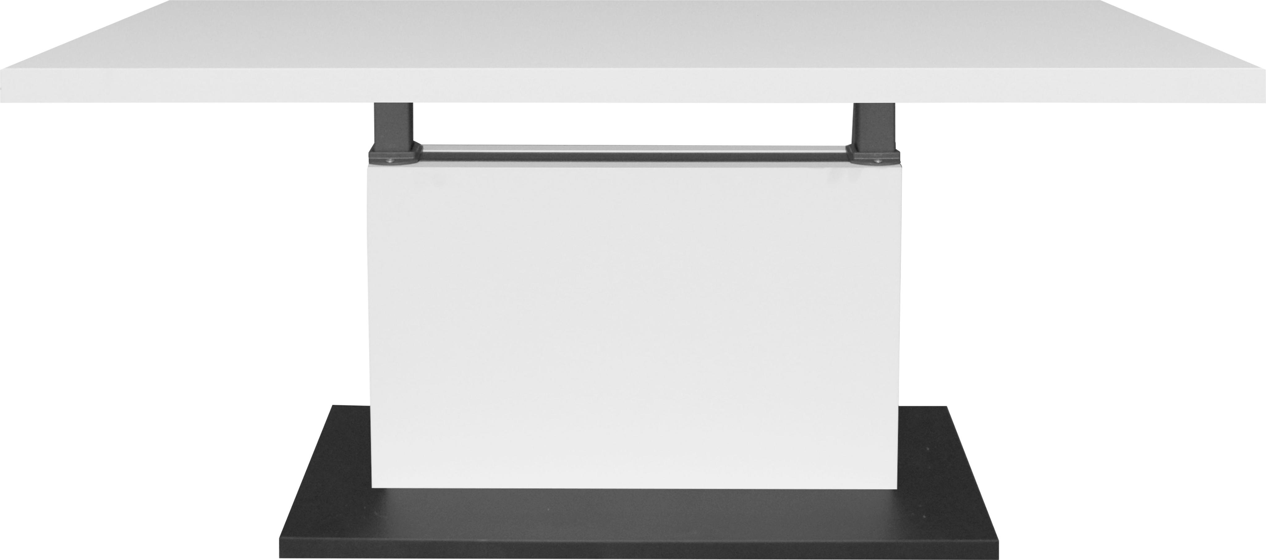 Couchtisch MÄUSBACHER "Lift Couchtisch", weiß (vulkanschwarz supermatt, ice weiß supermatt, ice weiß supermatt), B/H/T: 120cm x 68cm x 70cm, Tische, Couchtisch, höhenverstellbar von 49-68 cm, Breite 120 cm, Metallgestell