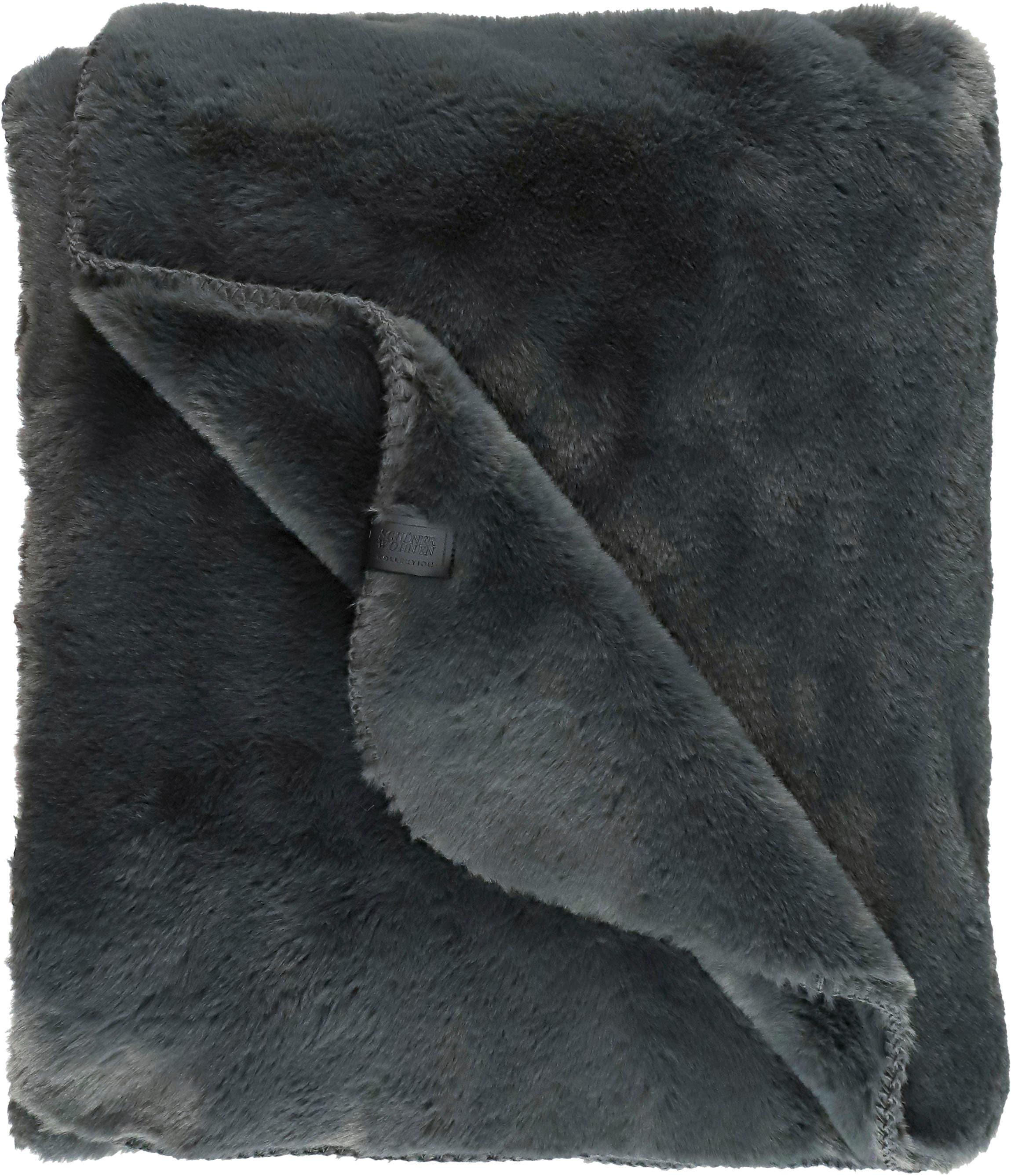 Wohndecke "Chic", anthrazit, B:140cm L:200cm, Kunstfaser, Kunstfell, SCHÖNER WOHNEN-KOLLEKTION, Wohndecken, Wohndecke, aus kuschligem Kunstfell