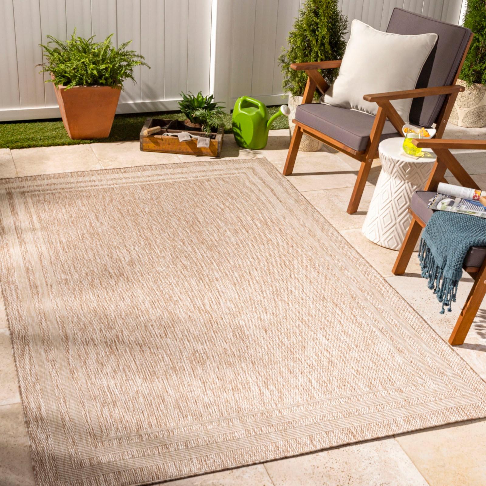 Teppich LIVABLISS "LENON", braun, B:160cm H:4mm L:213cm, Kunstfaser, Teppiche, Teppich, Teppich In- /Outdoor Boho Jute-Optik, Balkon, Terrasse, Garten, Beige