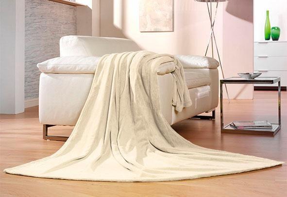 Wohndecke GÖZZE "Memphis", beige (creme), B:150cm L:200cm, Kunstfaser, Wohndecken, Wohndecke, in tollen Unifarben, Kuscheldecke