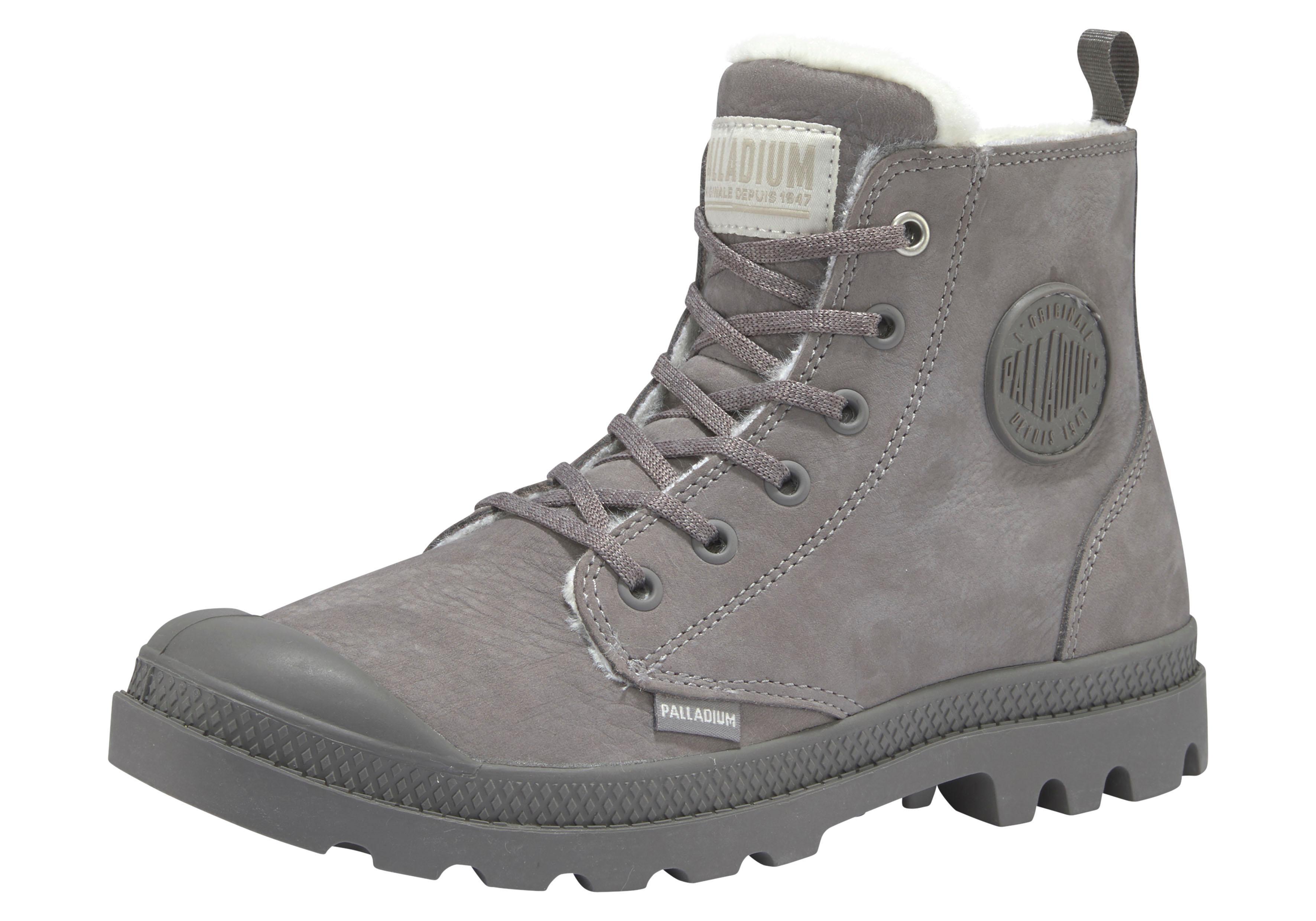 Winterboots PALLADIUM "PAMPA HI ZIP WL W", Damen, Gr. 40, schwarz (cloudburst, charcoal, gray), Leder, Schuhe Winterboots, Winterschuhe, Schnürboots, Winterstiefel, Snowboots, gefüttert