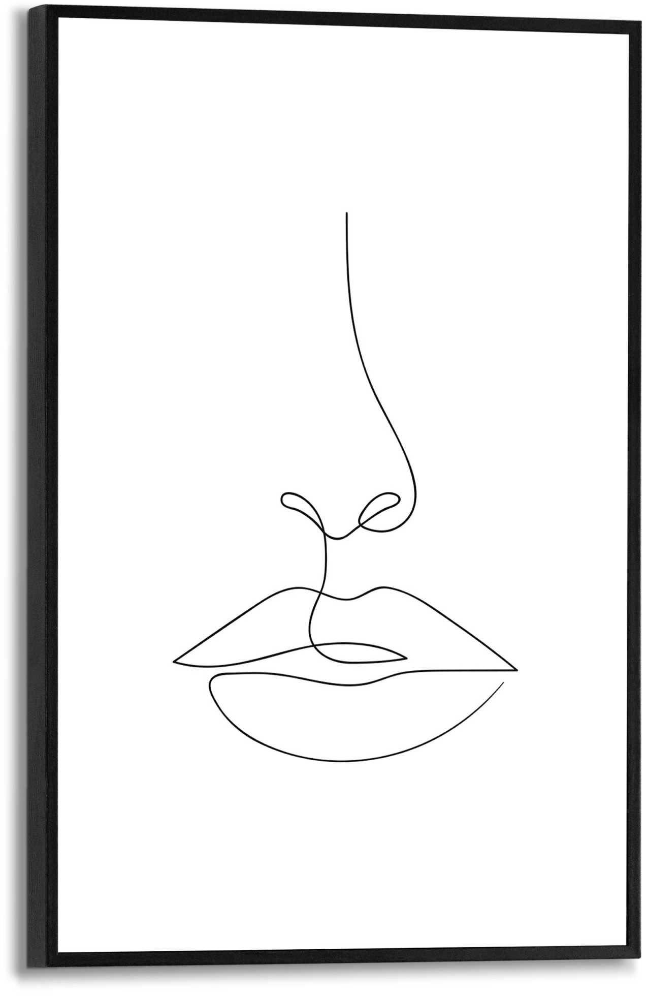 Poster REINDERS "Kussmund", schwarz (farbe bild(er): schwarz, weiß), B:20cm H:30cm T:1,6cm, MDF, Bilder, Poster