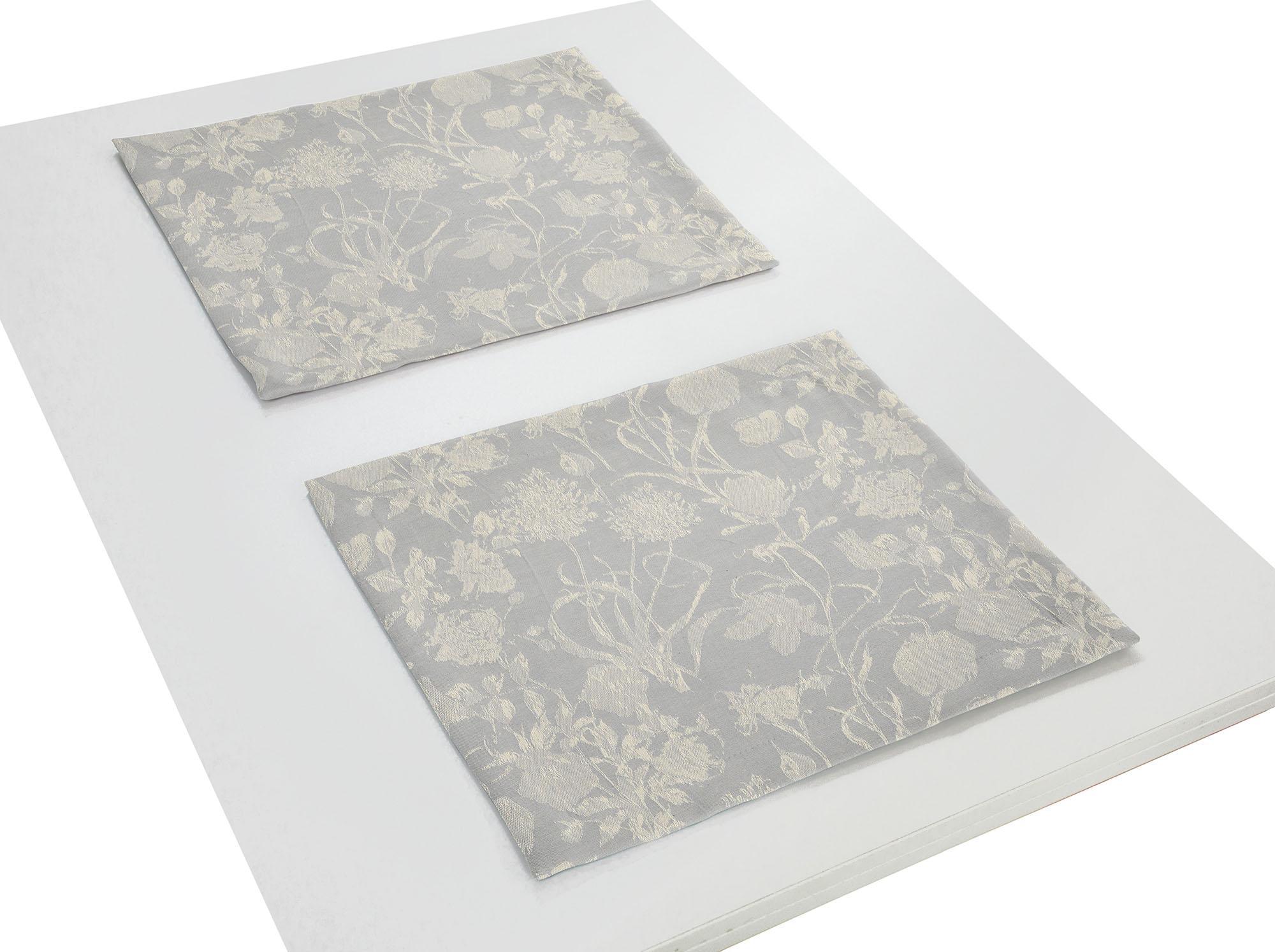 Platzset ADAM "Flower Cuvée Light" Gr. 1, grau (hellgrau), B:30cm L:40cm, Obermaterial: 100% Baumwolle, Platzsets, Platzset