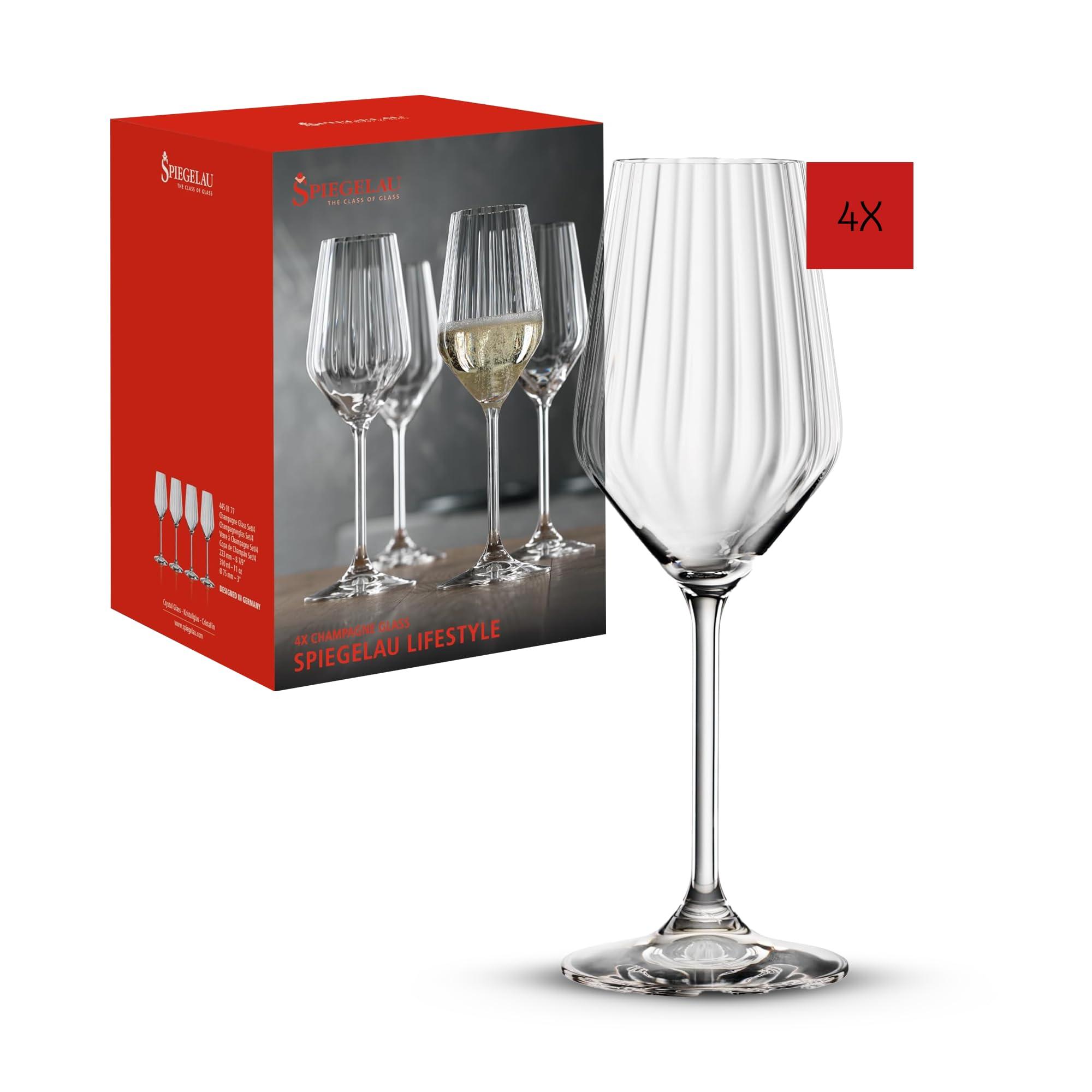 Champagnerglas SPIEGELAU "Champagnergläser Lifestyle 310 ml 4er Set transparent", bunt (transparent), 4 tlg., Glas, Trinkgefäße, Champagnerglas