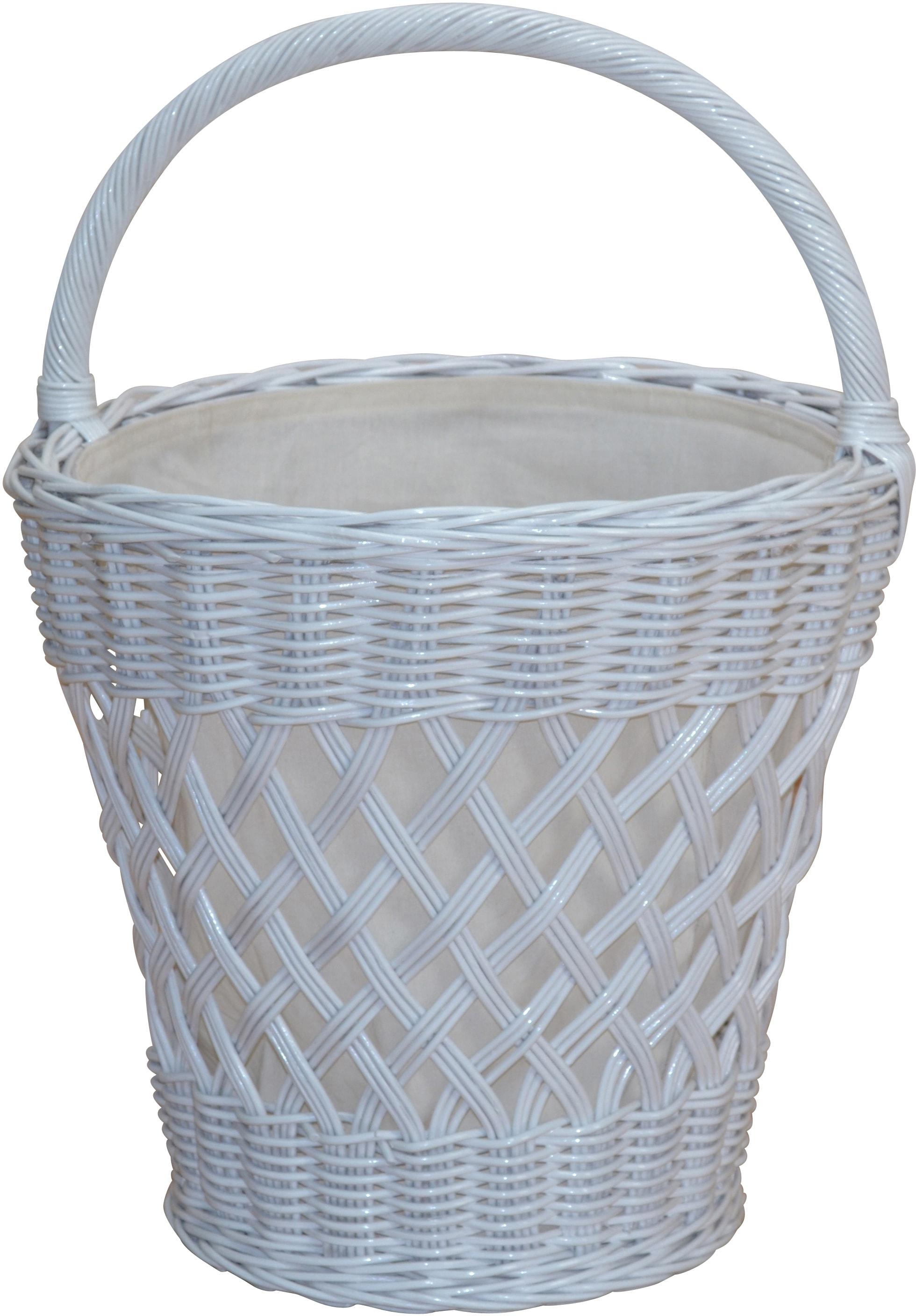 Wäschekorb, weiß, B:40cm H:60cm T:40cm Ø:40cm, Geflecht Rattan, HOFMANN LIVING AND MORE, Wäschesammler, Wäschekorb, aus Rattan mit praktischem Tragegriff