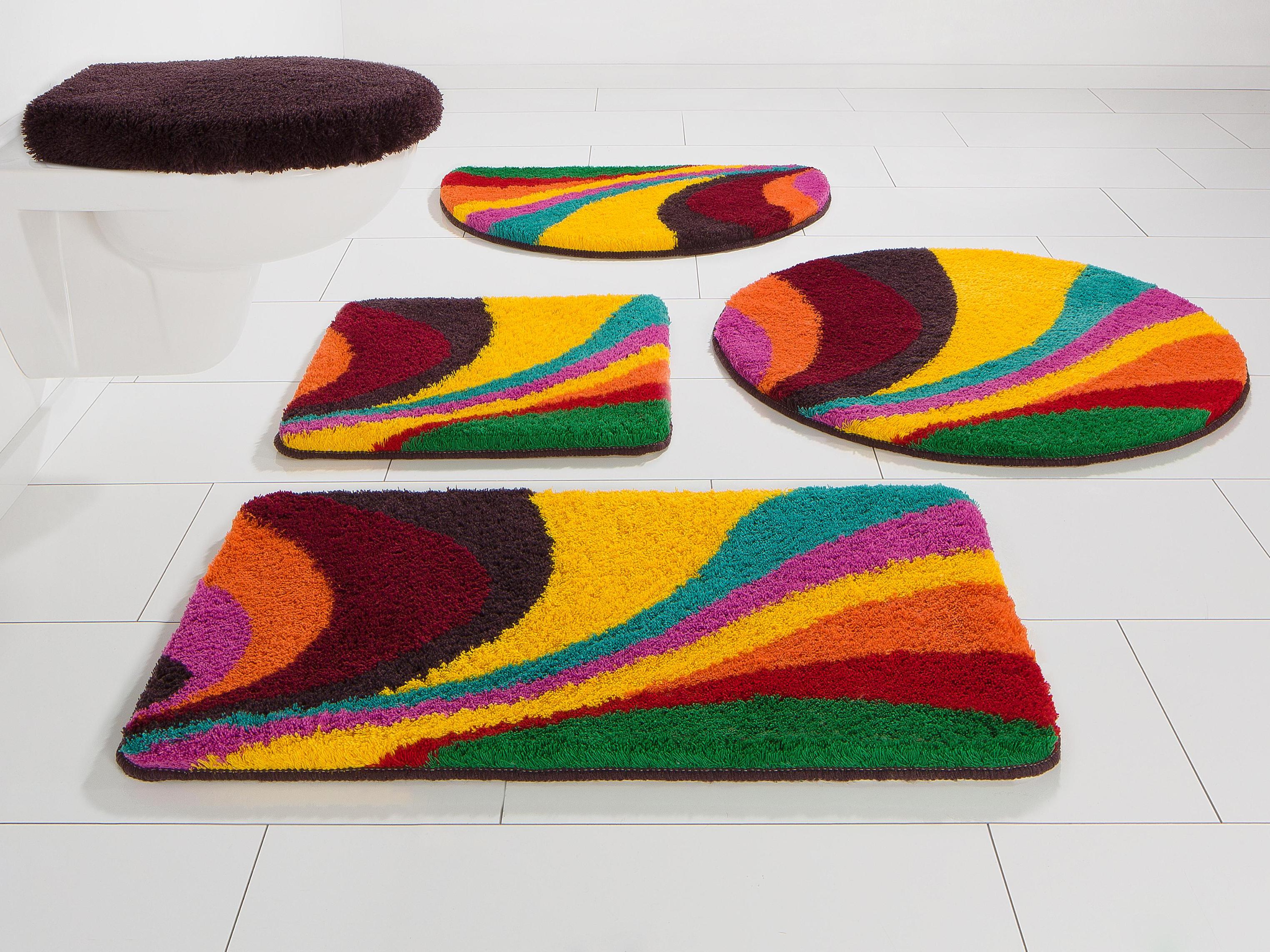 Badematte BRUNO BANANI "Welle" Gr. 8, bunt, H:20mm, Polyacryl, Badematten, Badematte, bunt, Badteppich, Badematten auch als 3 teiliges Set & rund, Topseller