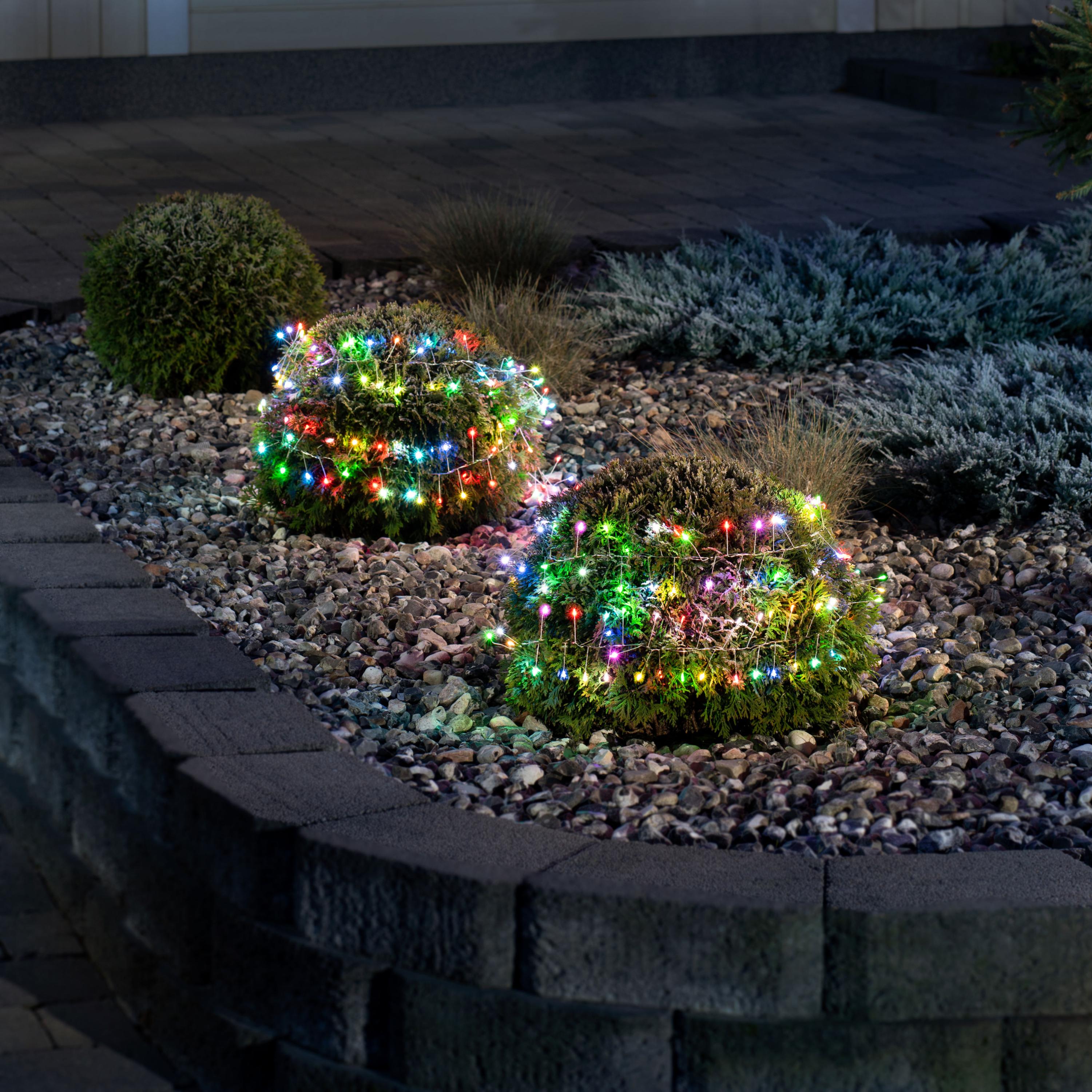 KONSTSMIDE LED-Lichterkette, silber (silberfarben), Dioden 360 Stk. Flammen 360 Stk., Kabellänge 5m x Gesamtlänge 9,3m, Lichterketten, Micro LED, Firecracker, mit langsamem RGB-Farbwechsel, LED-Lichterkette