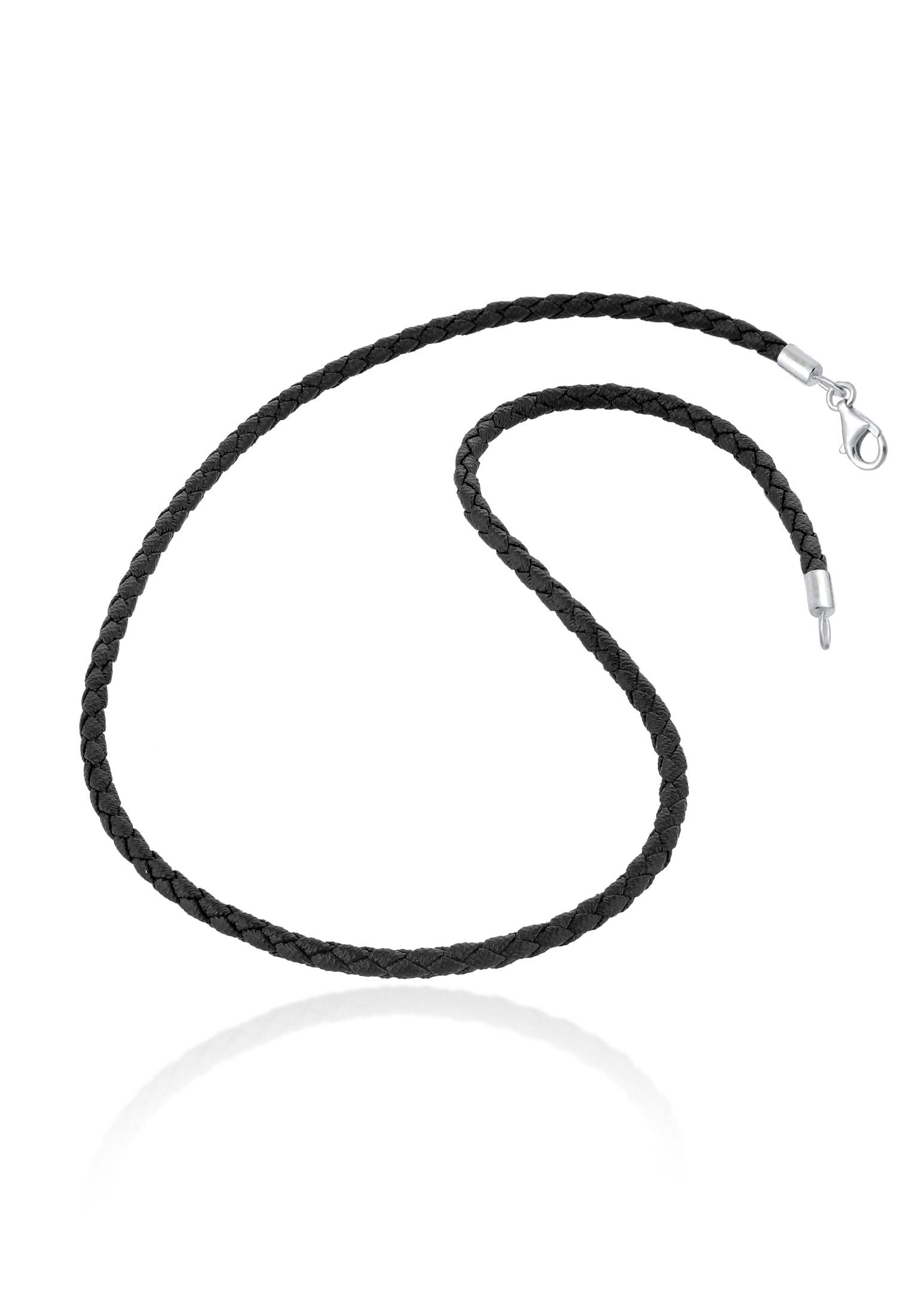 Kette ohne Anhänger NENALINA "Halskette Lederhalsband Basic Kette Kombinierbar 925 Silber" Gr. 45, silber, Halsketten, Damen, ohne Stein, Silber 925 (Sterlingsilber), Kette ohne Anhänger