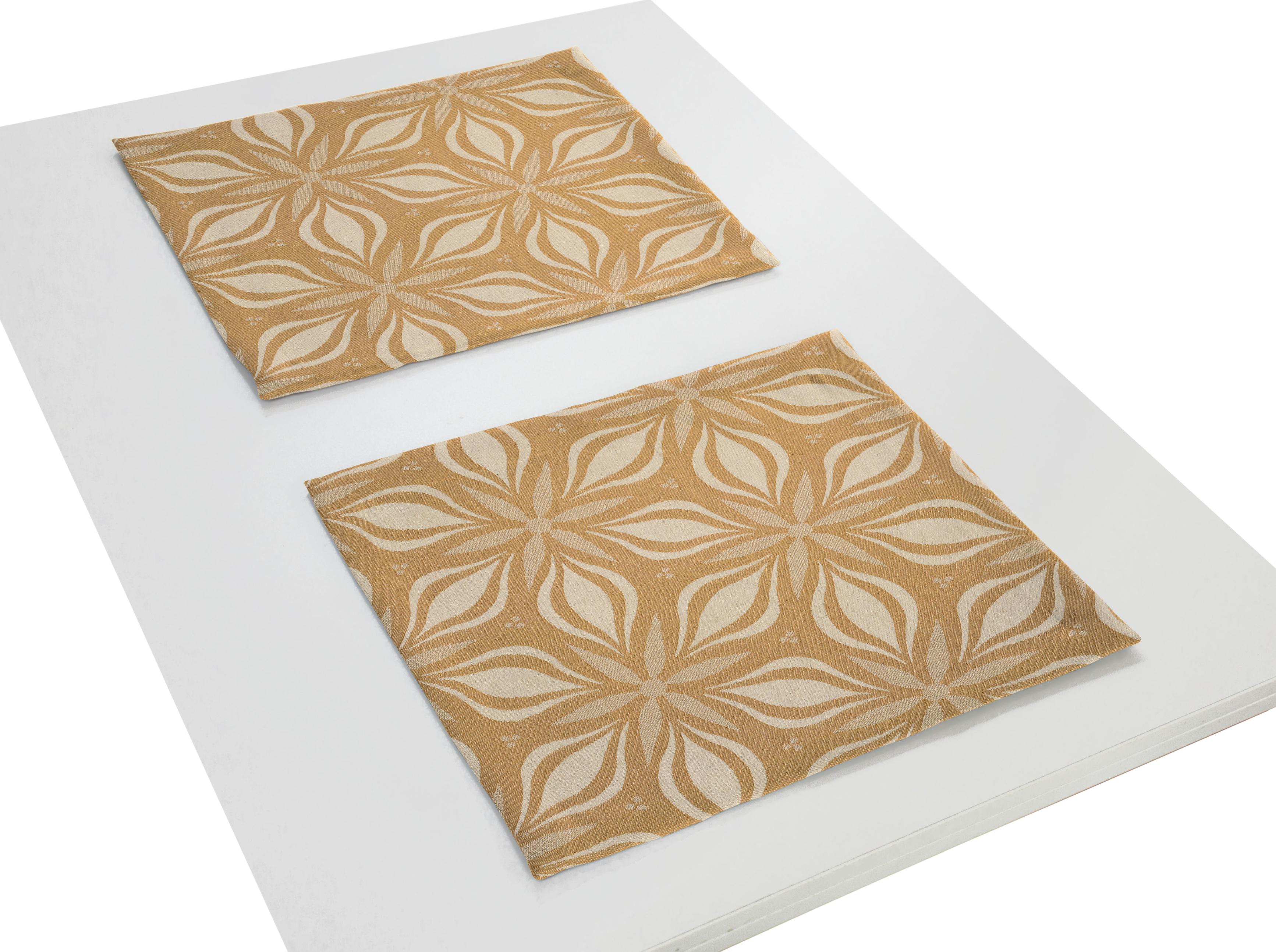 Platzset ADAM "Retro Floret" Gr. 1, gelb (curry), B:30cm L:40cm, Obermaterial: 100% Baumwolle, Platzsets, Platzset, 2-er Set