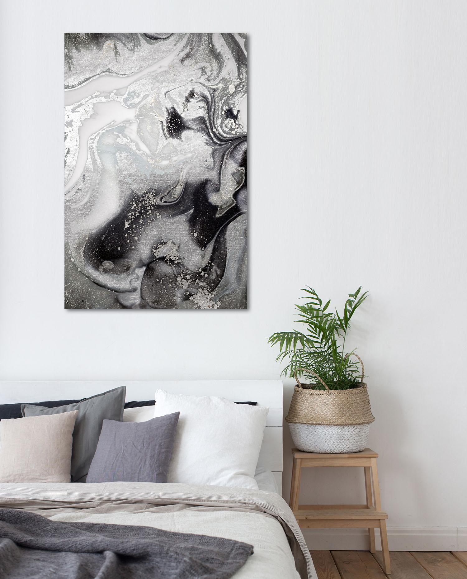 Acrylglasbild QUEENCE "Abstrakte Kunst", silber (farbe bild(er): silberfarben), B:100cm H:150cm T:2,4cm, Bilder, Acrylglasbild, in Marmor-Optik