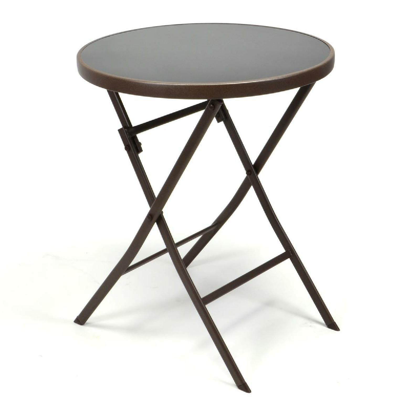 Gartentisch VCM "Bistro Tisch mit Glasplatte, klappbar", braun, Tische, Gartentisch