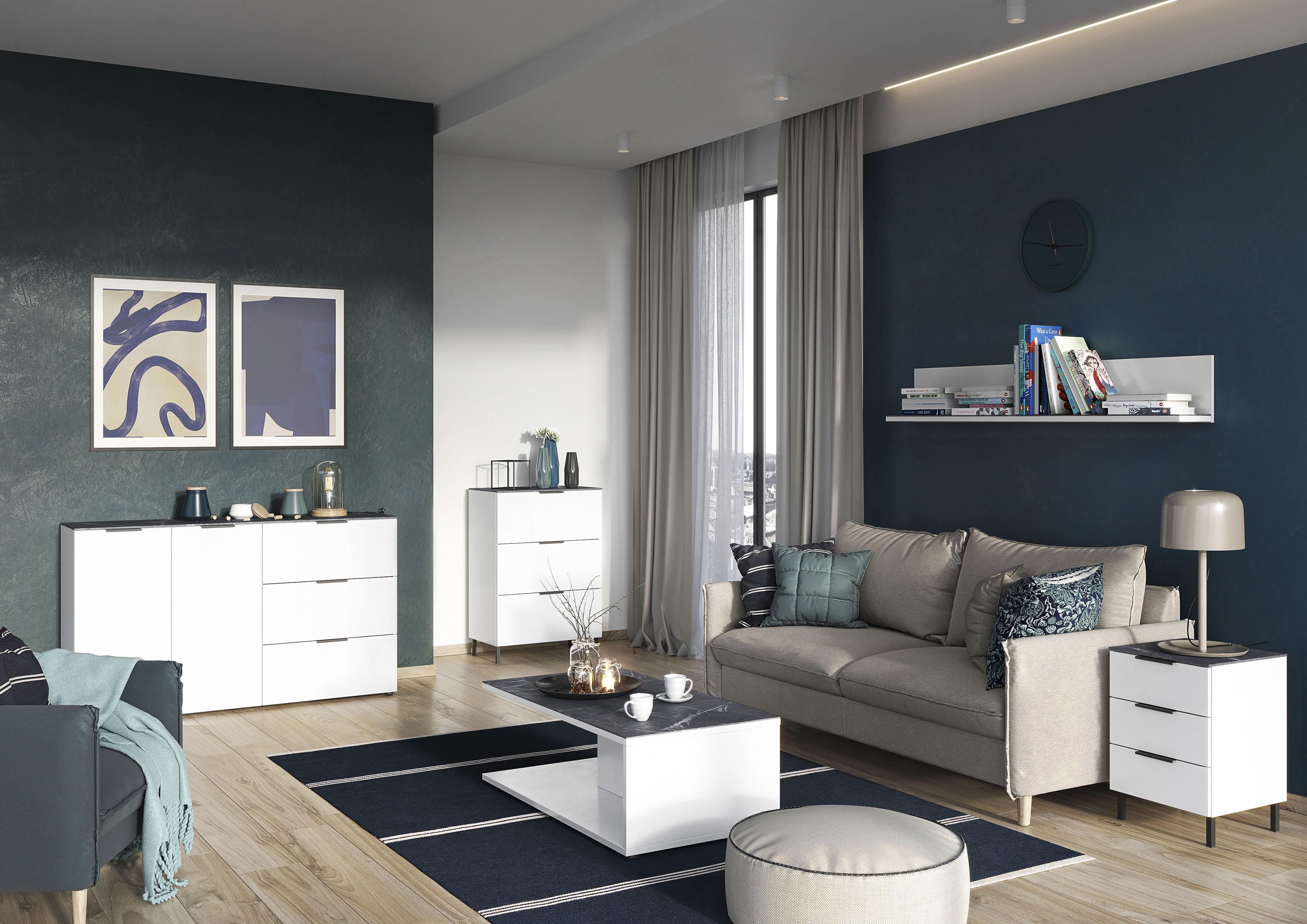 Couchtisch GERMANIA "California", weiß (weiß, marmor, nachbildung, marmor, nachbildung), B:109cm H:39cm T:59cm, Tische, Couchtisch, Breite 109 cm, mit filigraner Deckplatte