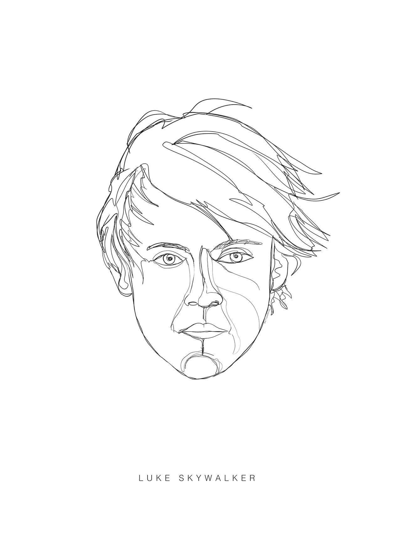Bild KOMAR "Star Wars Classic Force Faces Luke", schwarz-weiß (farbe bild(er): schwarz, weiß), B:50cm H:70cm, Holz, Papier, Bilder, Bild, Wandbild zur Dekoration im Kinderzimmer - ohne Rahmen
