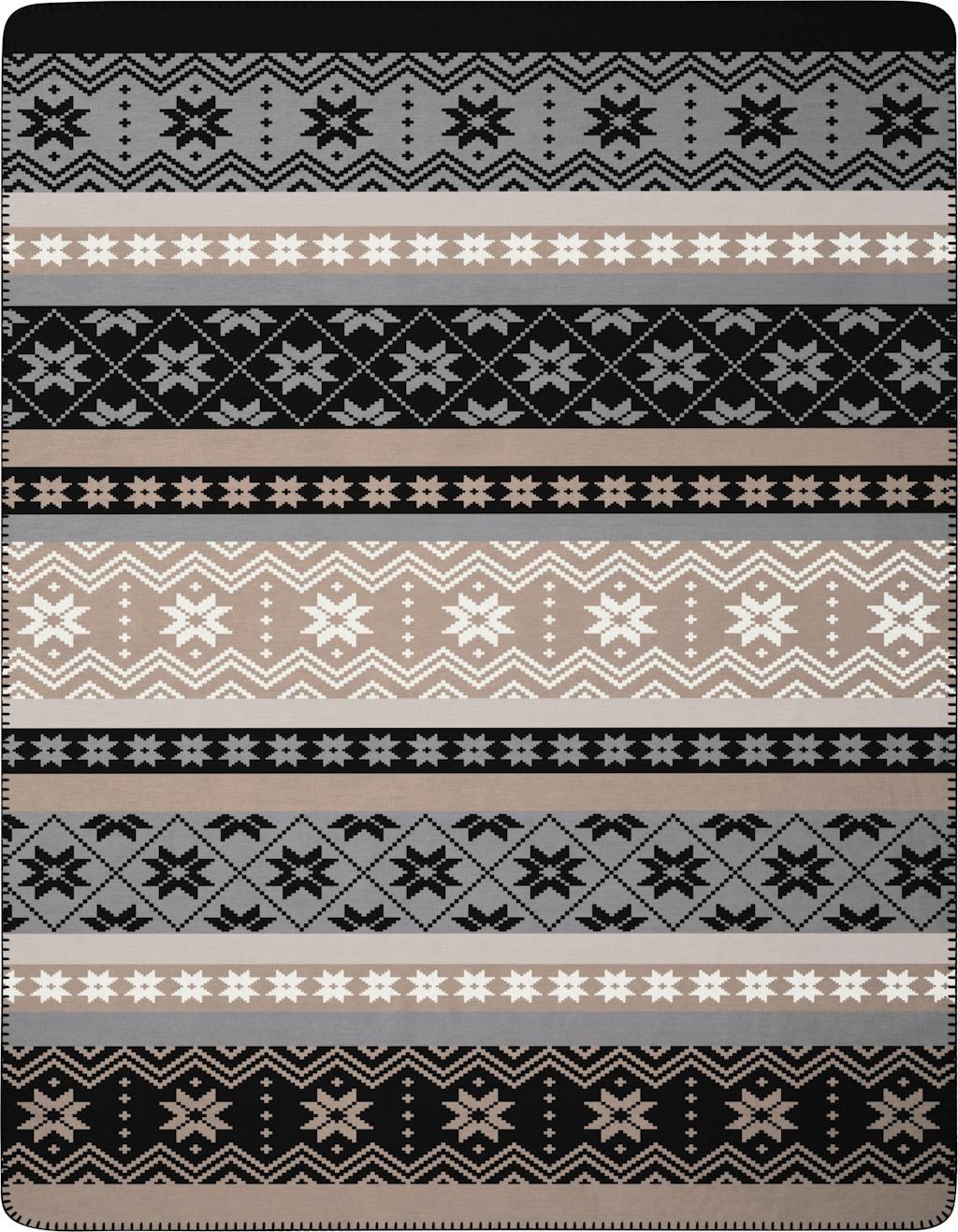 Wohndecke BIEDERLACK "Winter Braid", beige (beige, anthrazit), B:150cm L:200cm, Baumwolle, Polyester, Wohndecken, Wohndecke, mit Zierstich