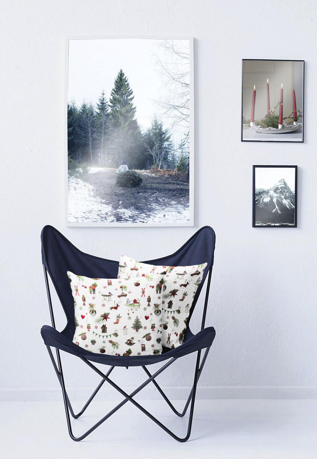 Kissenhülle APELT "6200" Gr. 1, bunt (grün, rot, weiß), B:40cm L:40cm, Polyester, Obermaterial: 70% Polyester, 30% Baumwolle, Kissenbezüge, Kissenhülle