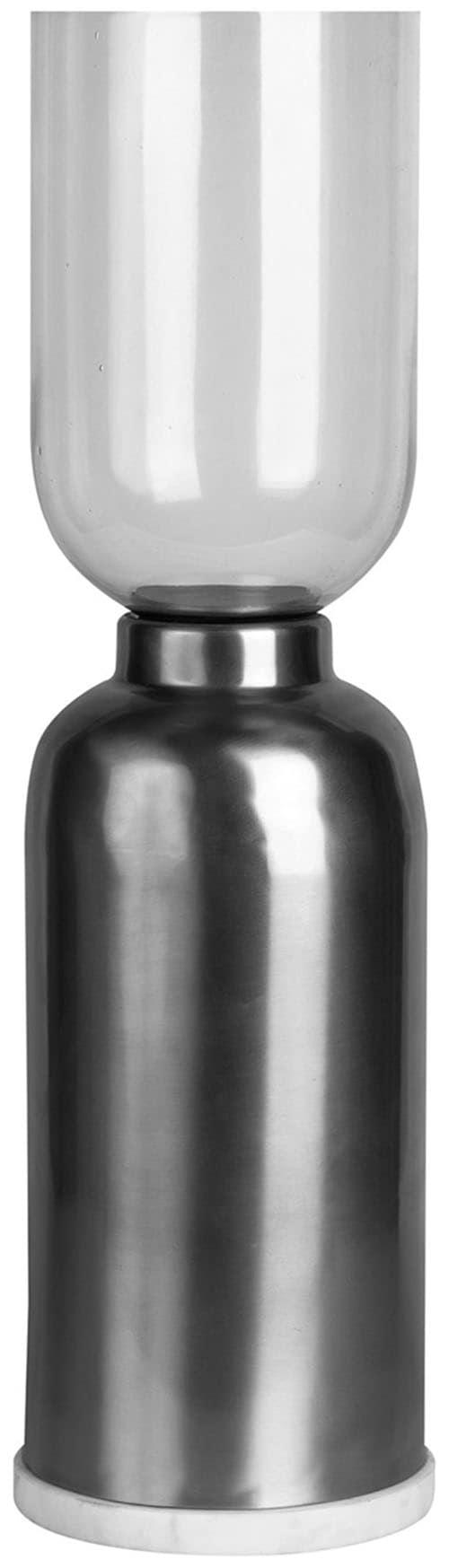 Kerzenhalter KAYOOM "Bodenkerzenhalter Shyam 125", schwarz, B:19cm, Metall, Kerzenhalter, Kerzenhalter, Bodenkerzenhalter aus Metall, Marmor-Sockel, Windlicht aus Glas