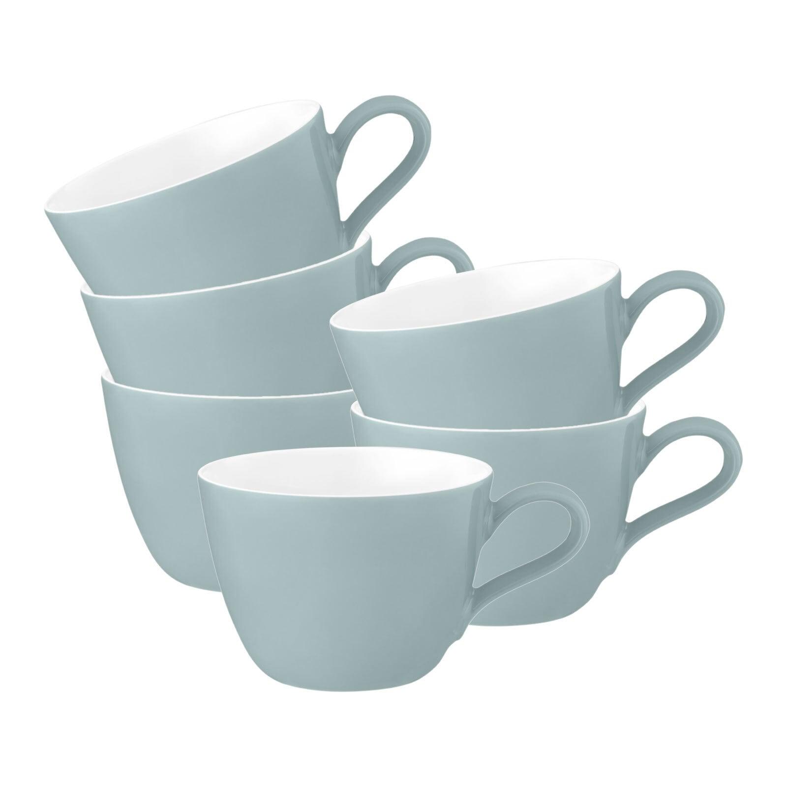 Tasse SELTMANN WEIDEN "Kaffeetassen Life Fashion 240 ml 6er Set", blau (grün chic), 6 tlg., Porzellan, Trinkgefäße, Tasse