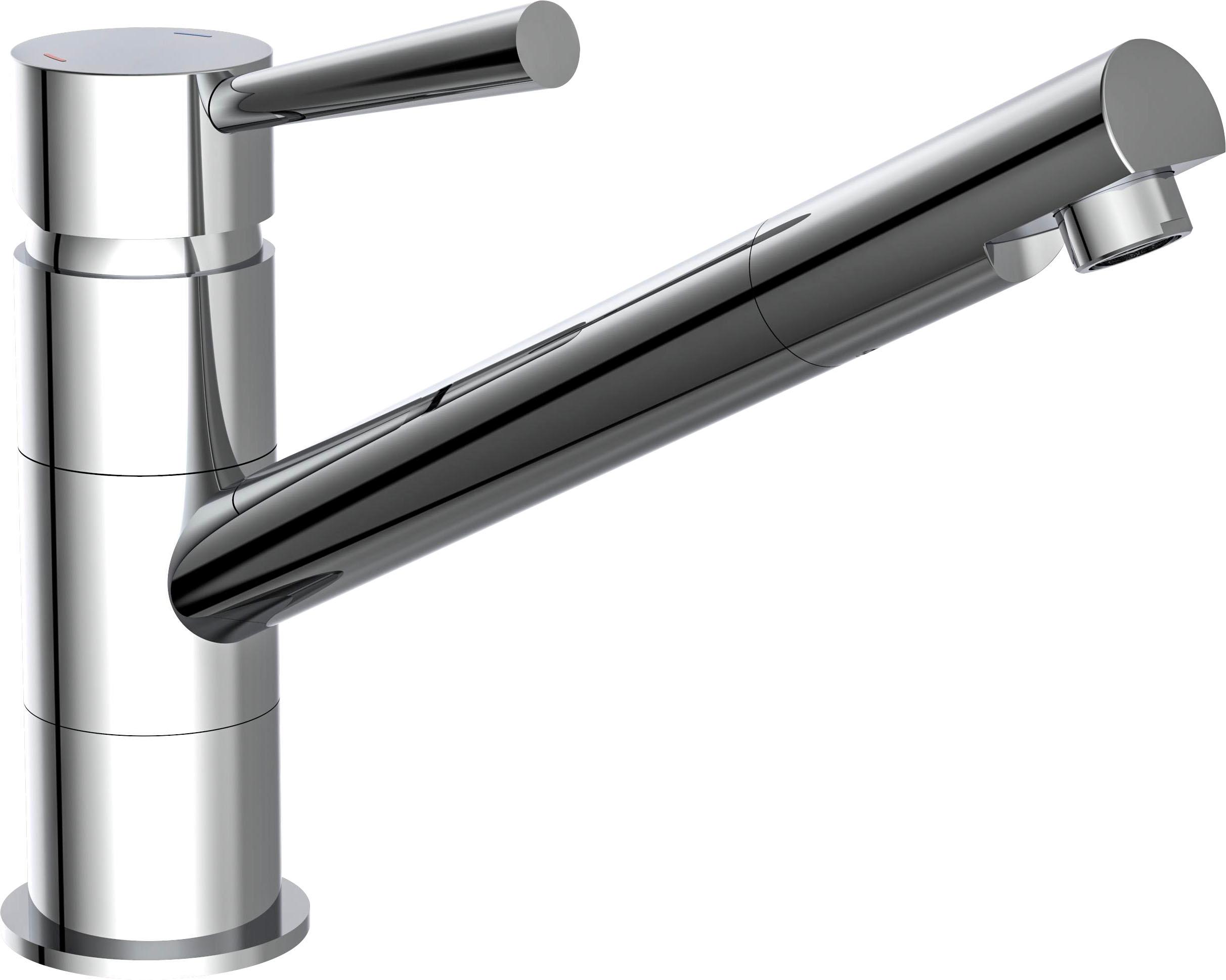 Küchenarmatur SCHÜTTE "CORNWALL", grau (chrom), B:4cm H:17,5cm T:24cm, Armaturen, Küchenarmatur, Wasserhahn Küche mit schwenkbarem Auslauf, Mischbatterie Küche