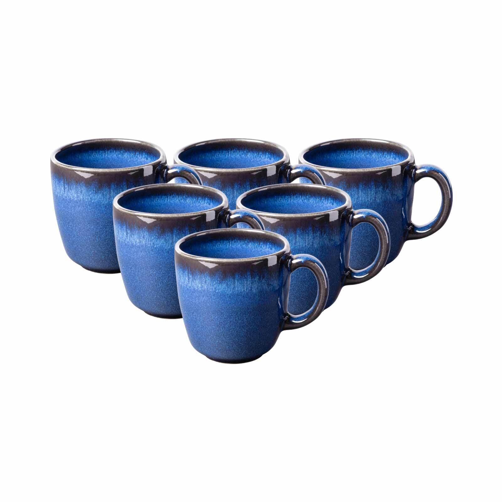 Tasse "Kaffeetassen Lave 190 ml 6er Set", blau (bleu), Steingut, LIKE. BY VILLEROY & BOCH, Trinkgefäße, Tasse