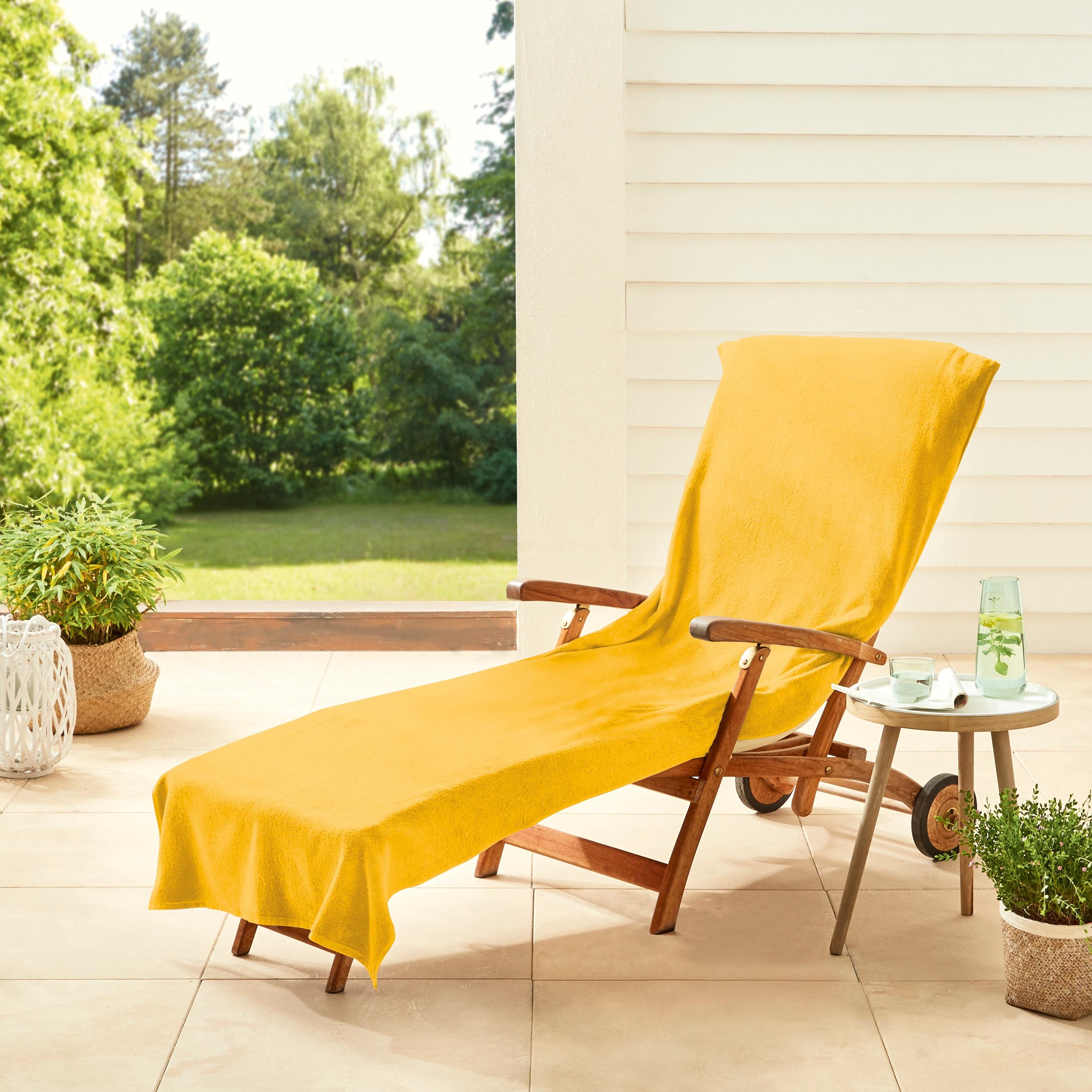 Handtuch DYCKHOFF "Stuhlauflage / Liegeauflage", gelb, B:70cm L:200cm, Frottier, Frottier, Handtücher, Handtuch, Schonbezug mit Einschubtasche