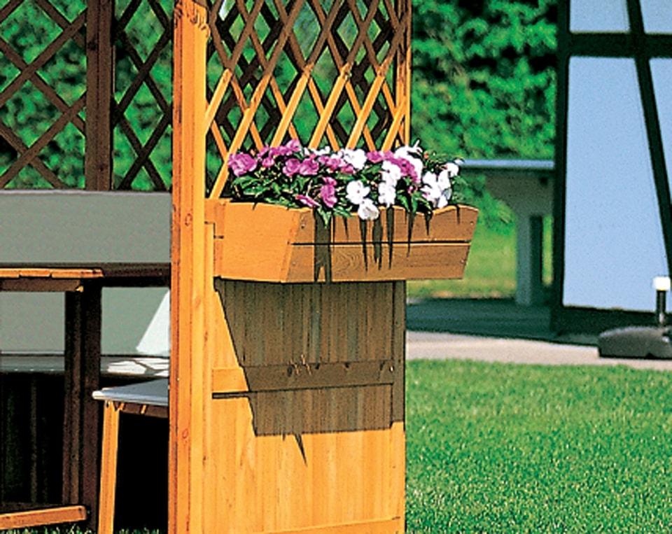 Blumenkasten PROMADINO, braun, B:108cm H:19cm T:22cm, Holzwerkstoff, Pflanzgefäße, Blumenkasten, für Pavillon »Palma« und »Marburg«, BxTxH: 108x22x19 cm