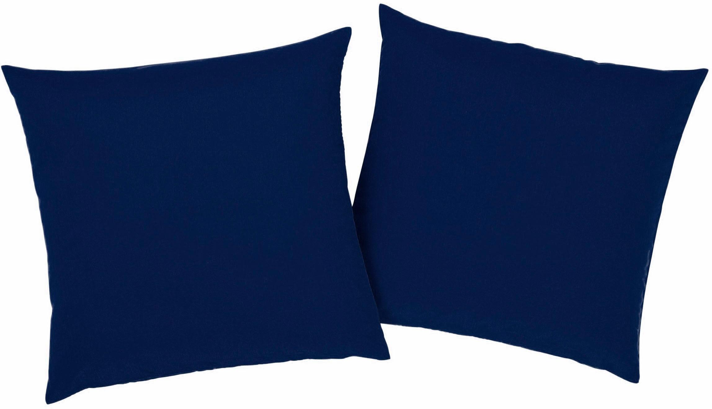 Dekokissen BRUNO BANANI "Lagan", blau (dunkelblau, unifarben), B:40cm L:40cm, Polyester, Dekokissen_Sitzkissen_Kissenhüllen, Dekokissen, 2-er Set, einfarbig, Kissenhüllen ohne Füllung, 40 x 40 cm