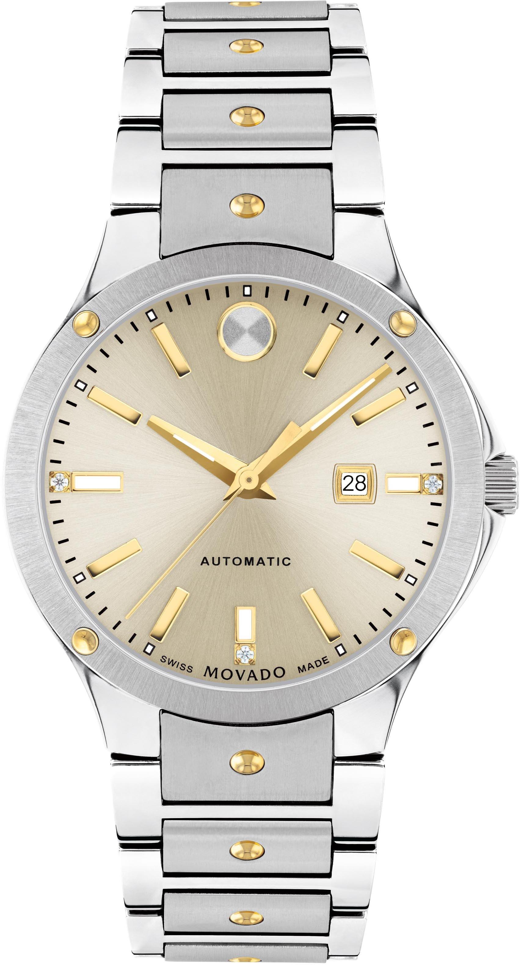 Automatikuhr MOVADO "SE Automatic, 0607682", silber (silberfarben, goldfarben), Armbanduhren, Damen, Automatikuhr, Armbanduhr, Damenuhr, mechanische Uhr, Swiss Made, Edelstahlarmband