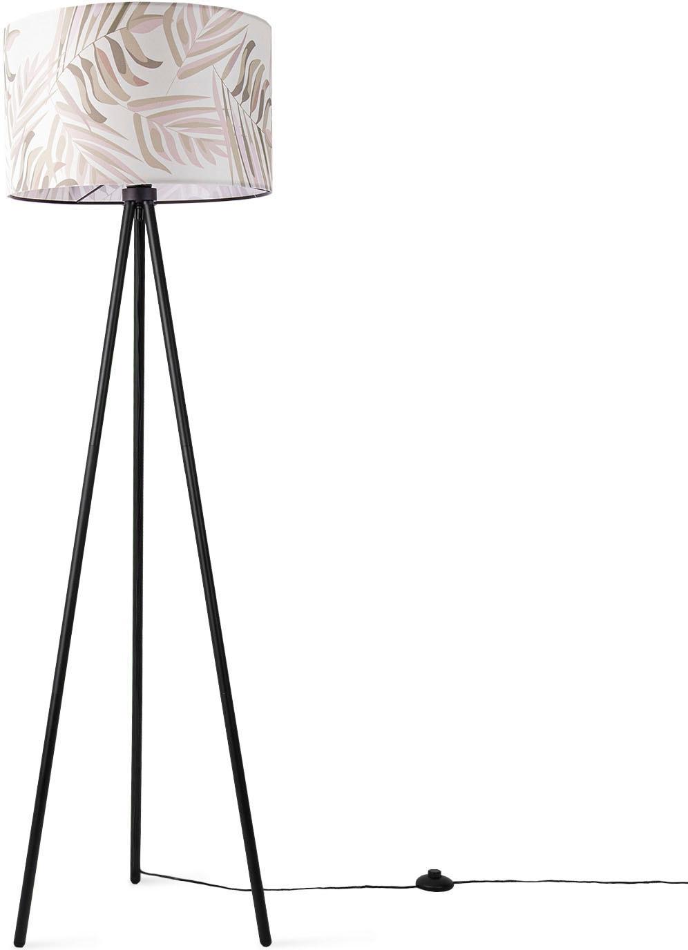 PACO HOME Stehlampe "Trina Kuba", weiß, H: 148,5cm, Leuchten, Stehlampe Wohnzimmer Schlafzimmer Lampenschirm Beige Palme Stoff, Stehlampe