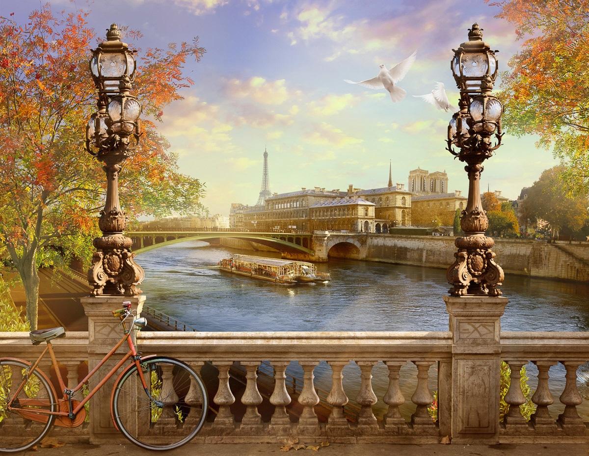 Fototapete PAPERMOON "Panorama von Paris", bunt, B:1,5m L:1,11m, Vlies, Tapeten, Fototapete