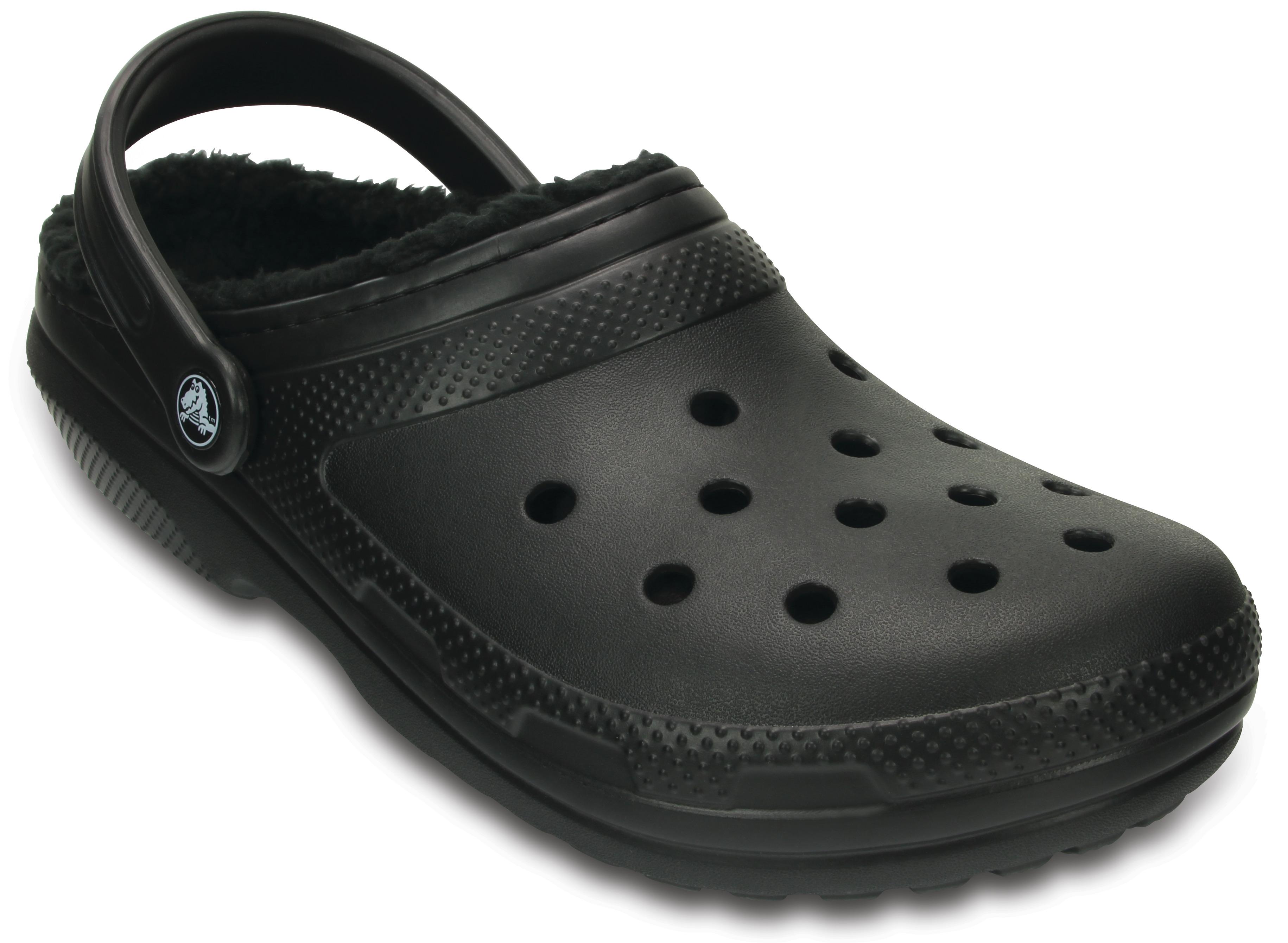 Hausschuh CROCS "Classic Lined Clog", Damen, Gr. 42, schwarz (schwarz, uni), Croslite™, Schuhe Hausschuh, Gartenclog, Schlappen, Clog, mit kuscheligem Fellimitat