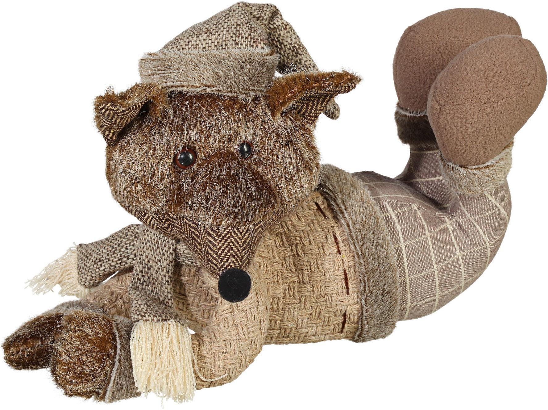 Tierfigur CREATIV DECO "Fuchs, Weihnachtsdeko", braun, B:25cm H:18cm T:12cm, Polyester, Dekofiguren, Tierfigur
