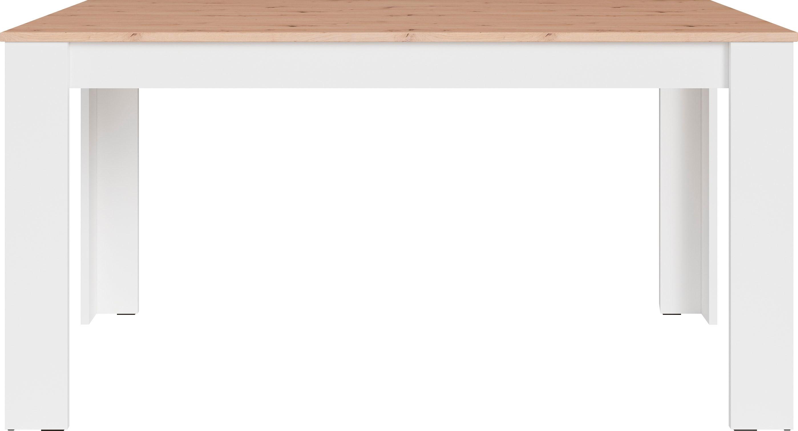 Esstisch BYLIVING "Nori", weiß, B:160cm T:90cm, Tische, Esstisch, Küchentisch in Eicheoptik, Gestell wahlweise anthrazit oder weiß