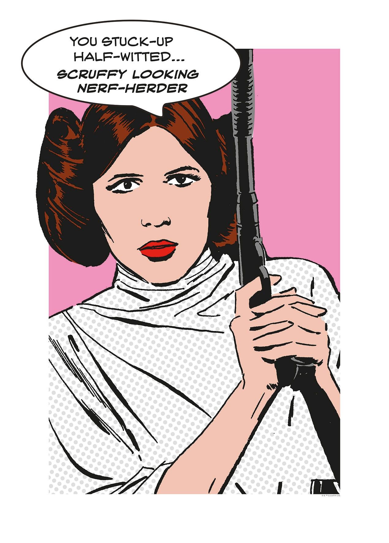 Bild KOMAR "Star Wars Classic Comic Quote Leia", bunt (farbe bild(er): bunt), B:50cm H:70cm, Holz, Papier, Bilder, Bild, Wandbild zur Dekoration im Kinderzimmer - ohne Rahmen