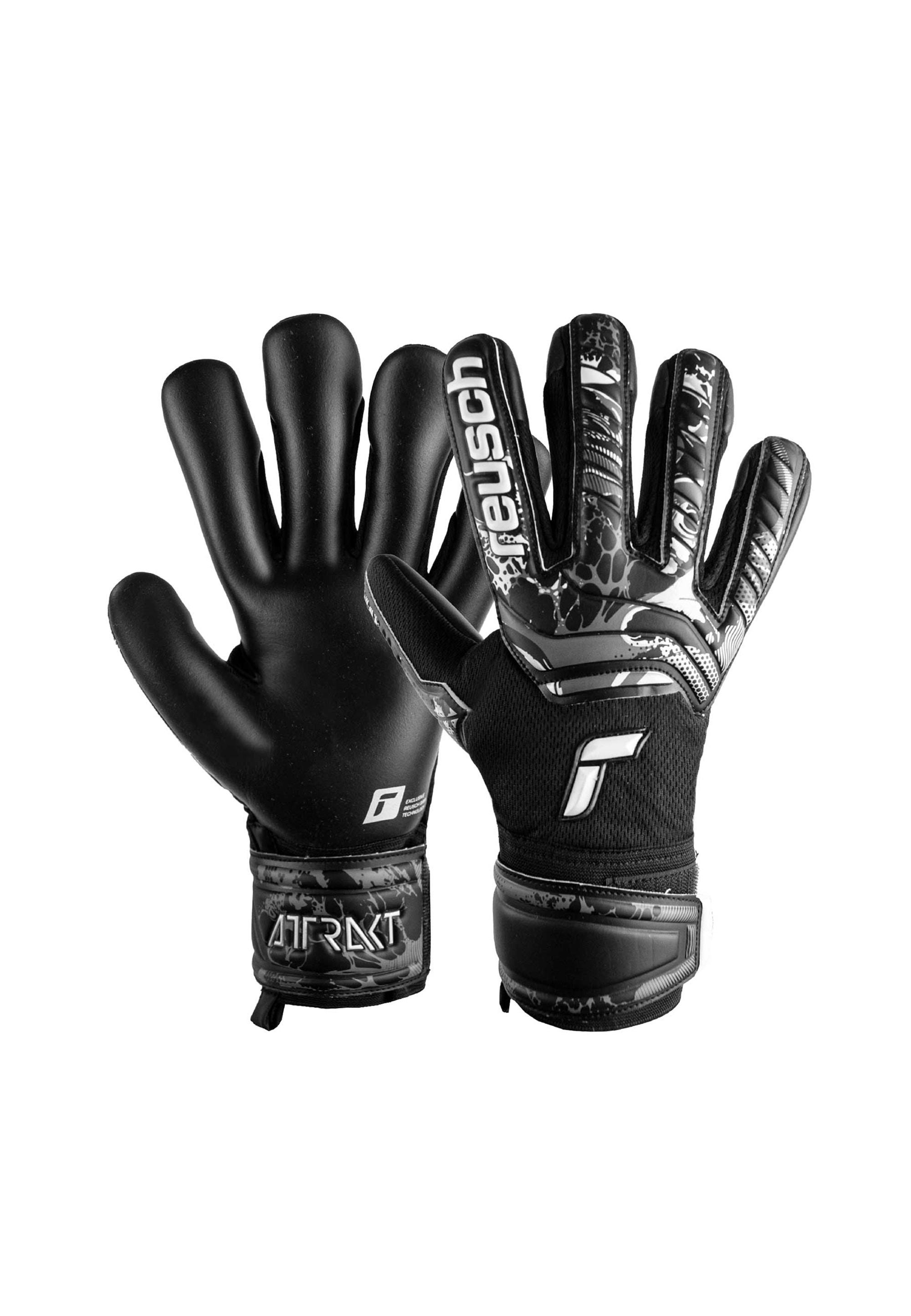 Torwarthandschuhe Reusch "Attrakt Infinity", Damen, Gr. 9, Schwarz, 35% Polyester, 27% Elastodien, 3% Polyurethan, Mehrfarbig, Handschuhe, Mit Exzellentem Grip