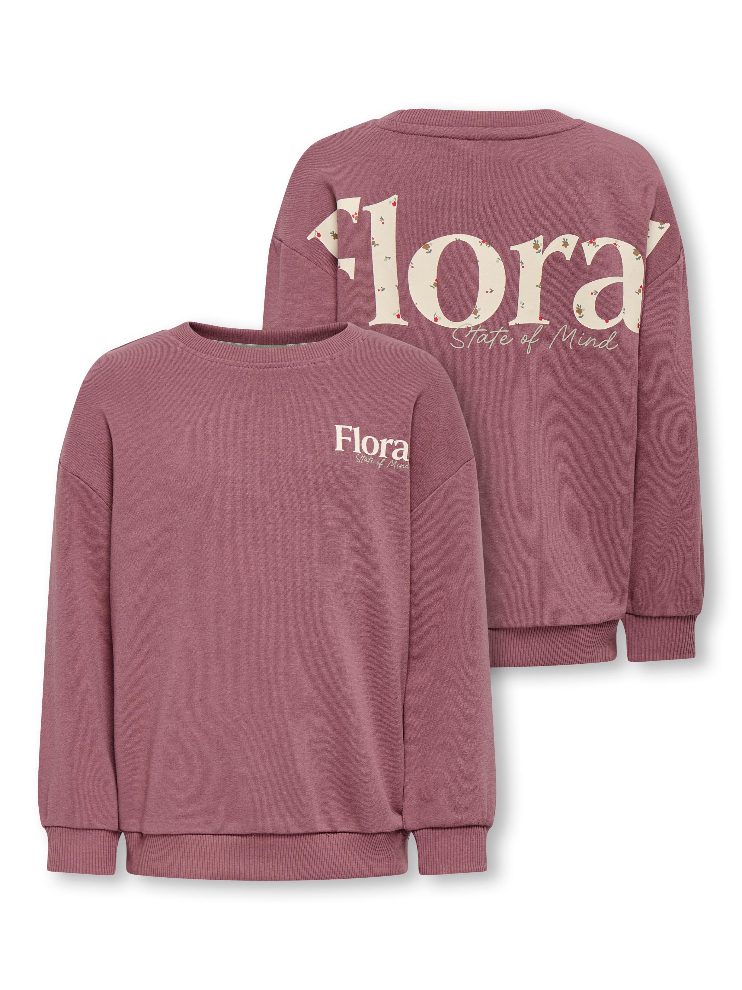 Sweatshirt Kids Only "Kmggeorgia Life LS Print UB SWT Noos", MäDchen, Gr. 122, Rosa (Rose Braun Print:Floral), Sweatware, Obermaterial: 60% Baumwolle, 40% Polyester, Unifarben, Loose Fit Normal, Rundhals, RippbüNdchen, Sweatshirts Sweatshirt