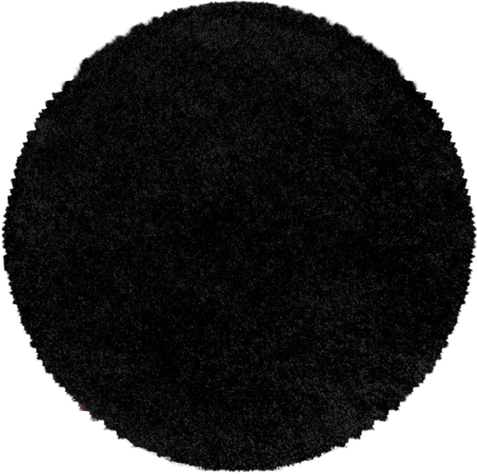 Hochflor-Teppich Ayyildiz Teppiche "Sydney 3000", Schwarz, H:30Mm Ø:160Cm, Polypropylen (Pp), Teppiche, Shaggy, Langflor, Uni, Auch Rechteckig, Wohnzimmer