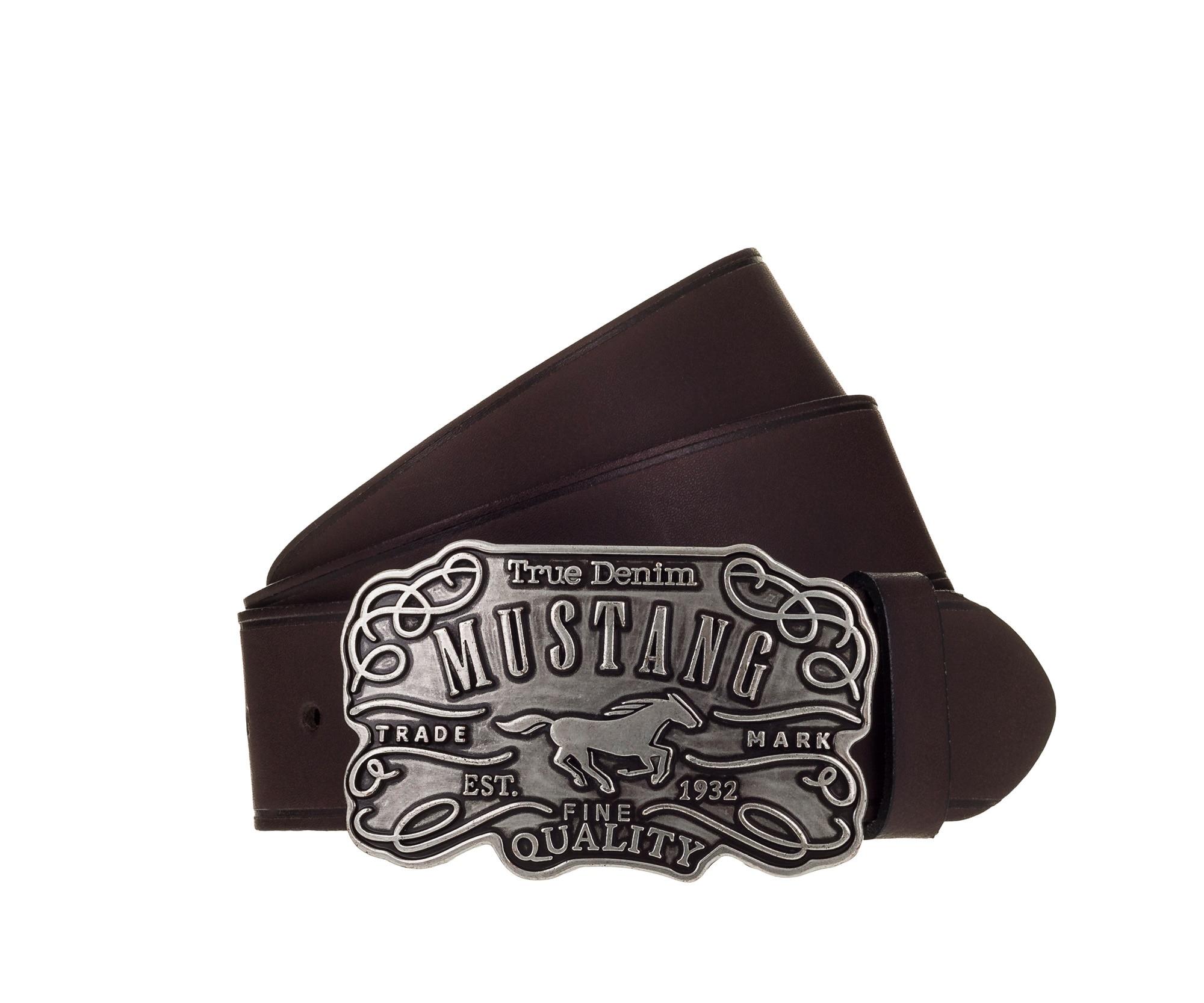 Ledergürtel MUSTANG, Damen, Gr. 95, schwarz braun, Rindsleder, Gürtel Ledergürtel, feine Logoprägung, Echtleder, aufwendige Gürtelschnalle