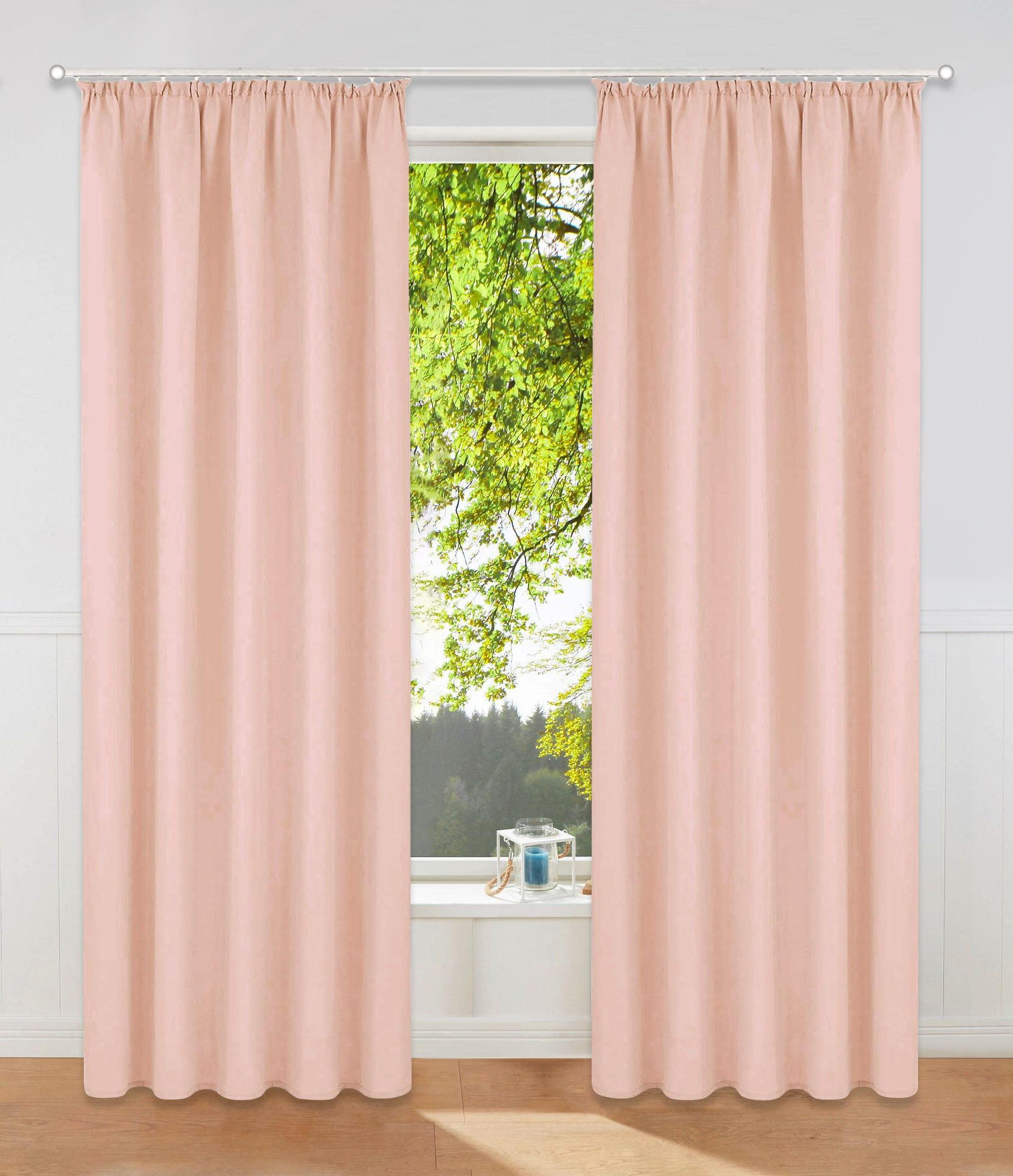 Vorhang OTTO HOME "Raja, Gardinen mit Kräuselband, Vorhänge Wohnzimmer" Gr. 5, rosa (rosé), B:140cm H:265cm, Polyester, Recyceltes Material, Gardinen, Vorhang, 2er-Set, Bestseller, einfarbig, modern, pflegeleicht, Mikrofaser, Topseller