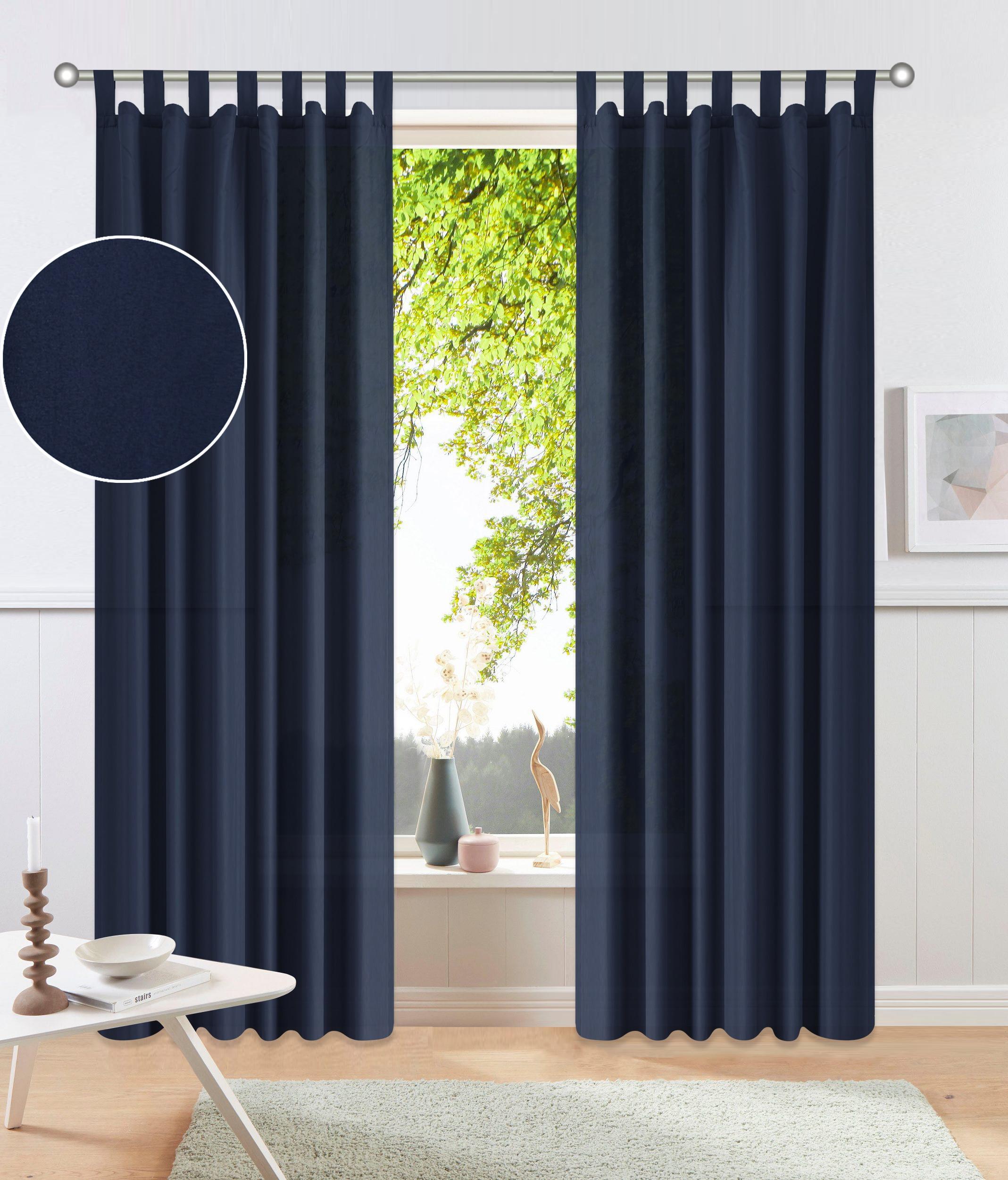 Vorhang OTTO HOME "Raja" Gr. 2, blau (dunkelblau), B:140cm H:175cm, Polyester, Recyceltes Material, Gardinen, Vorhang, 2er-Set, Bestseller, einfarbig, modern, pflegeleichte Mikrofaser