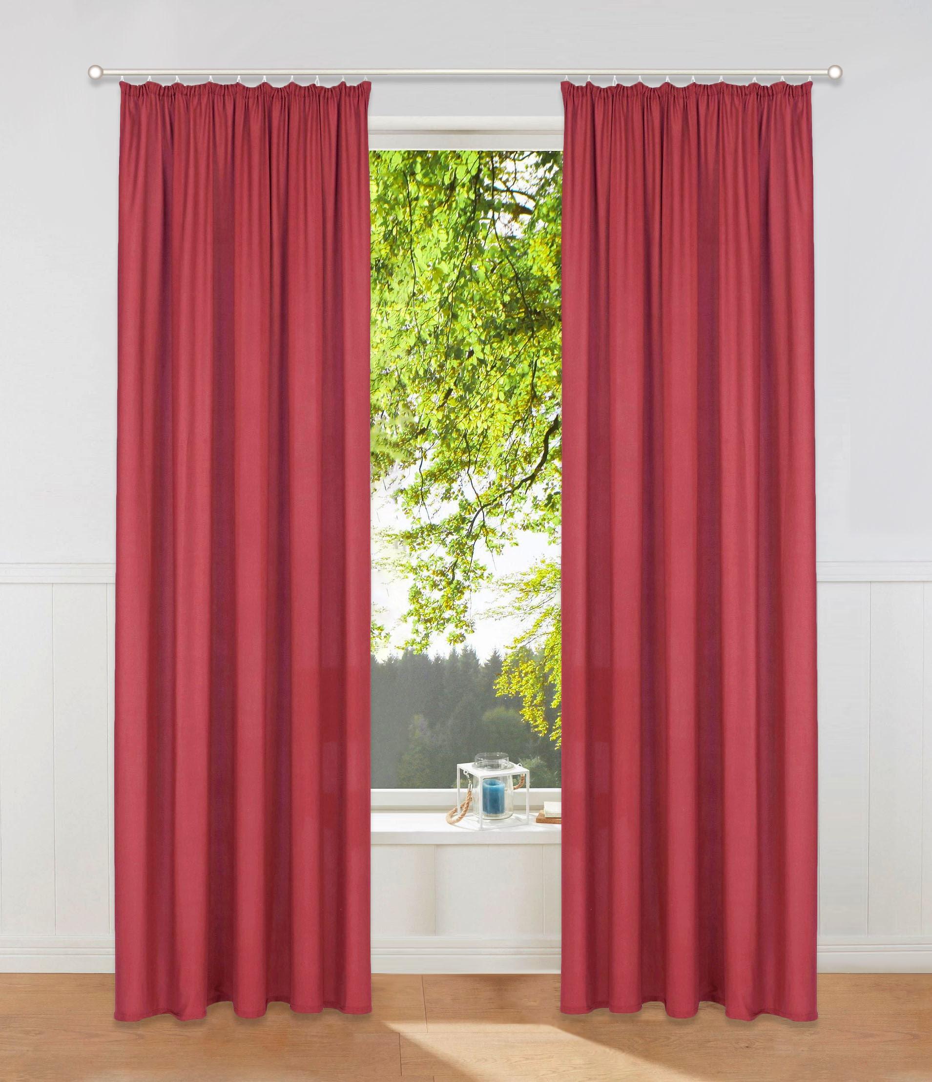 Vorhang OTTO HOME "Raja, Gardinen mit Kräuselband, Vorhänge Wohnzimmer" Gr. 3, rot, B:140cm H:225cm, Polyester, Recyceltes Material, Gardinen, Vorhang, 2er-Set, Bestseller, einfarbig, modern, pflegeleicht, Mikrofaser