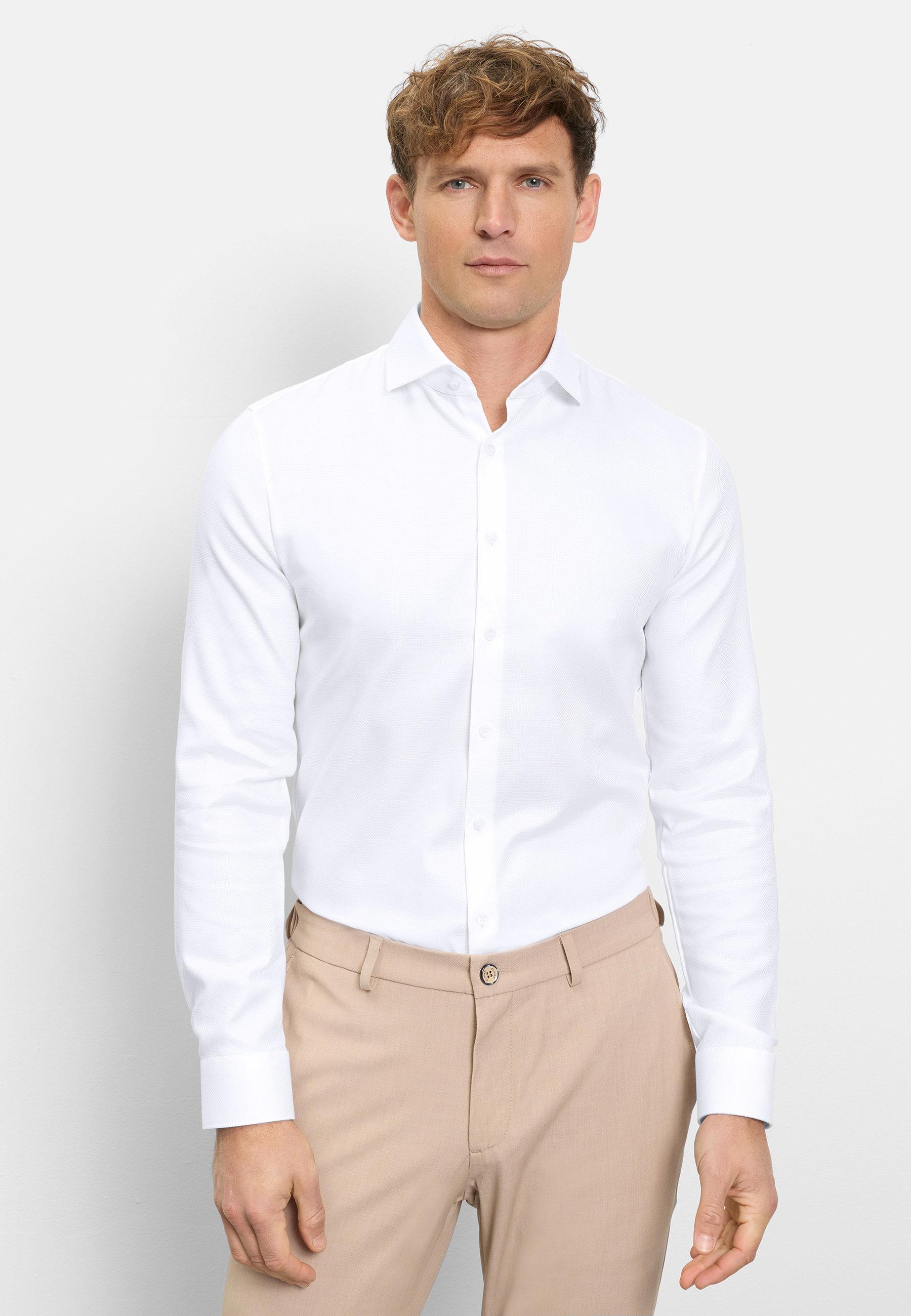 Businesshemd Olymp "Olymp No. Six, Super Slim, Royal Kent", Herren, Gr. 38, Normaler Arm, Weiß, 97% Baumwolle, 3% Elastolefin, Hemden