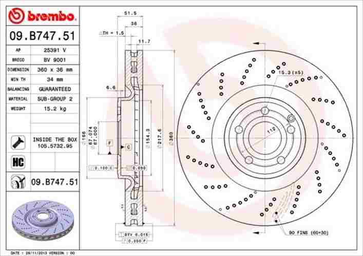 Disco Freno Brembo Articolo: 09.B747.51