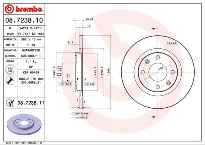 2X Disco Freno Brembo 08.7238.11